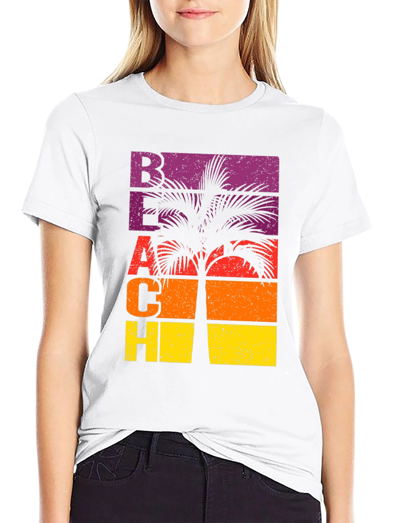 Black Retro Beach Palm Graphic T-Shirt view 9