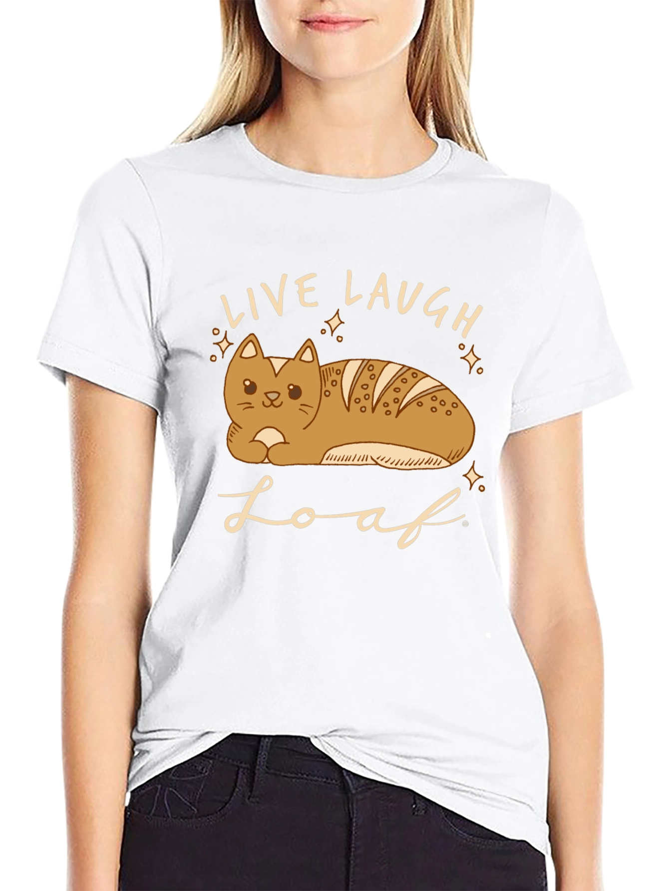 Black Live Laugh Loaf T-Shirt - Cat Bread Funny Tee view 9