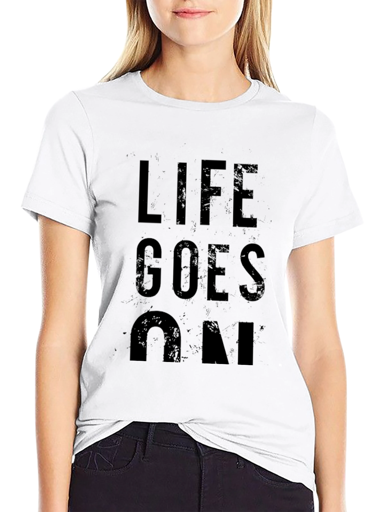 Black Life Goes On Graphic Tee - Black Casual T-Shirt view 9