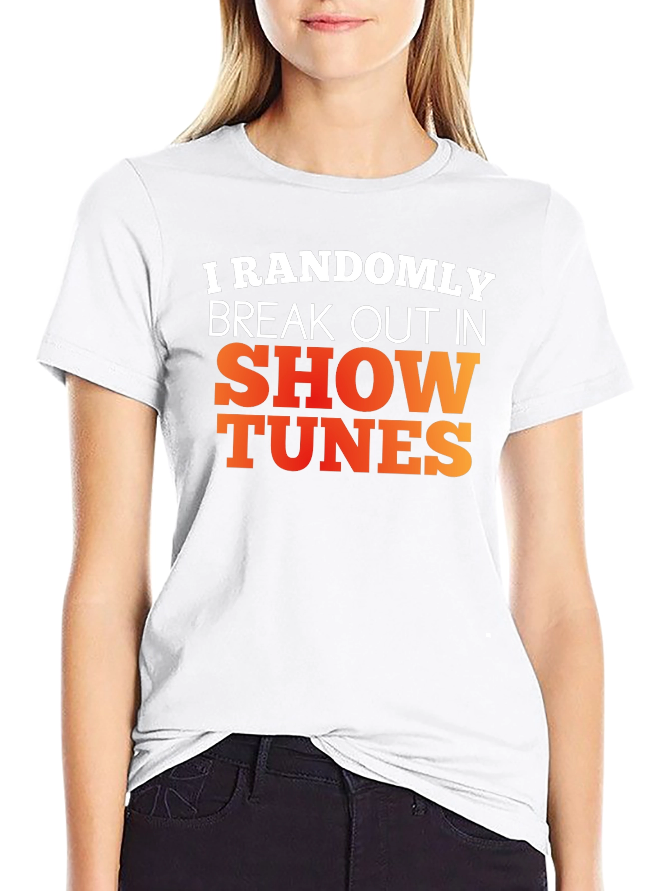 Black Randomly Break Out in Show Tunes Graphic Tee view 9