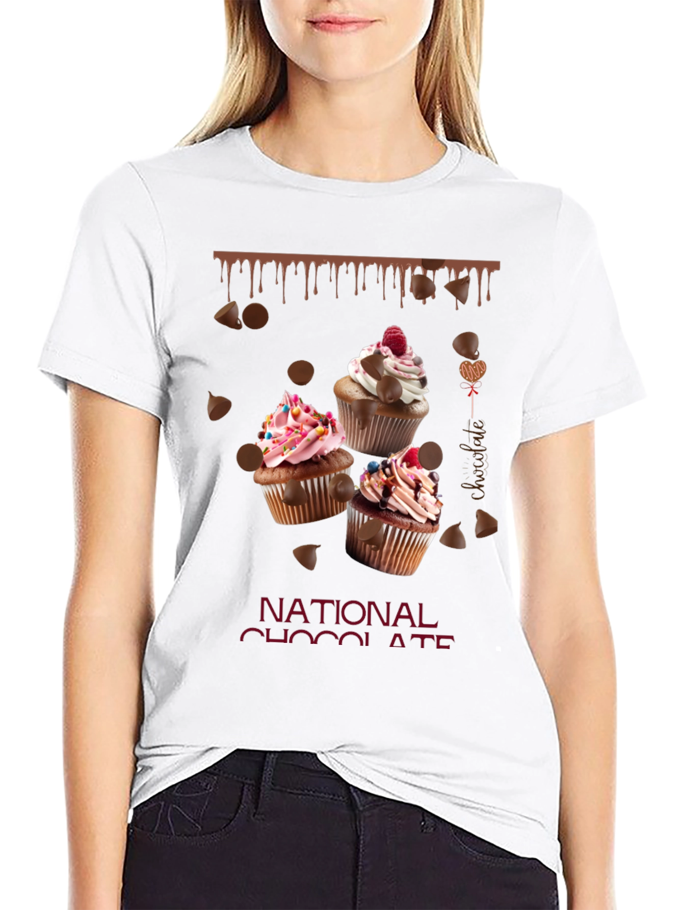 Black National Chocolate Day Cupcake T-Shirt view 9