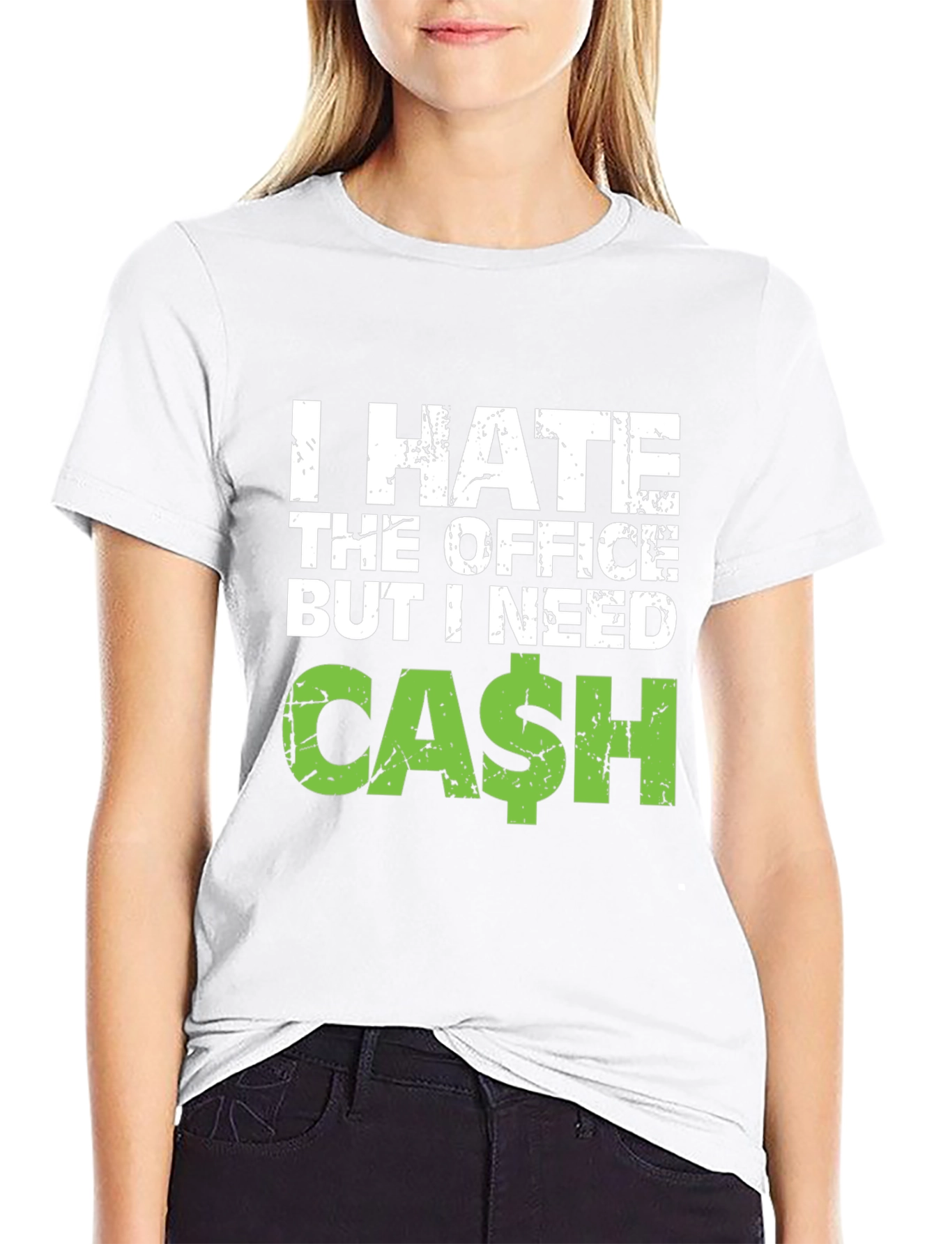 Black I Hate The Office But I Need Cash Black T-Shirt view 9