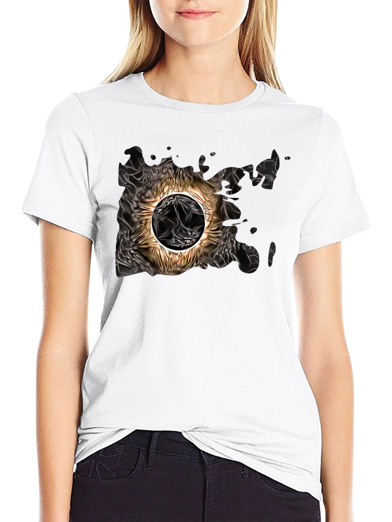 Black Abstract Sun Graphic Tee - Black view 9
