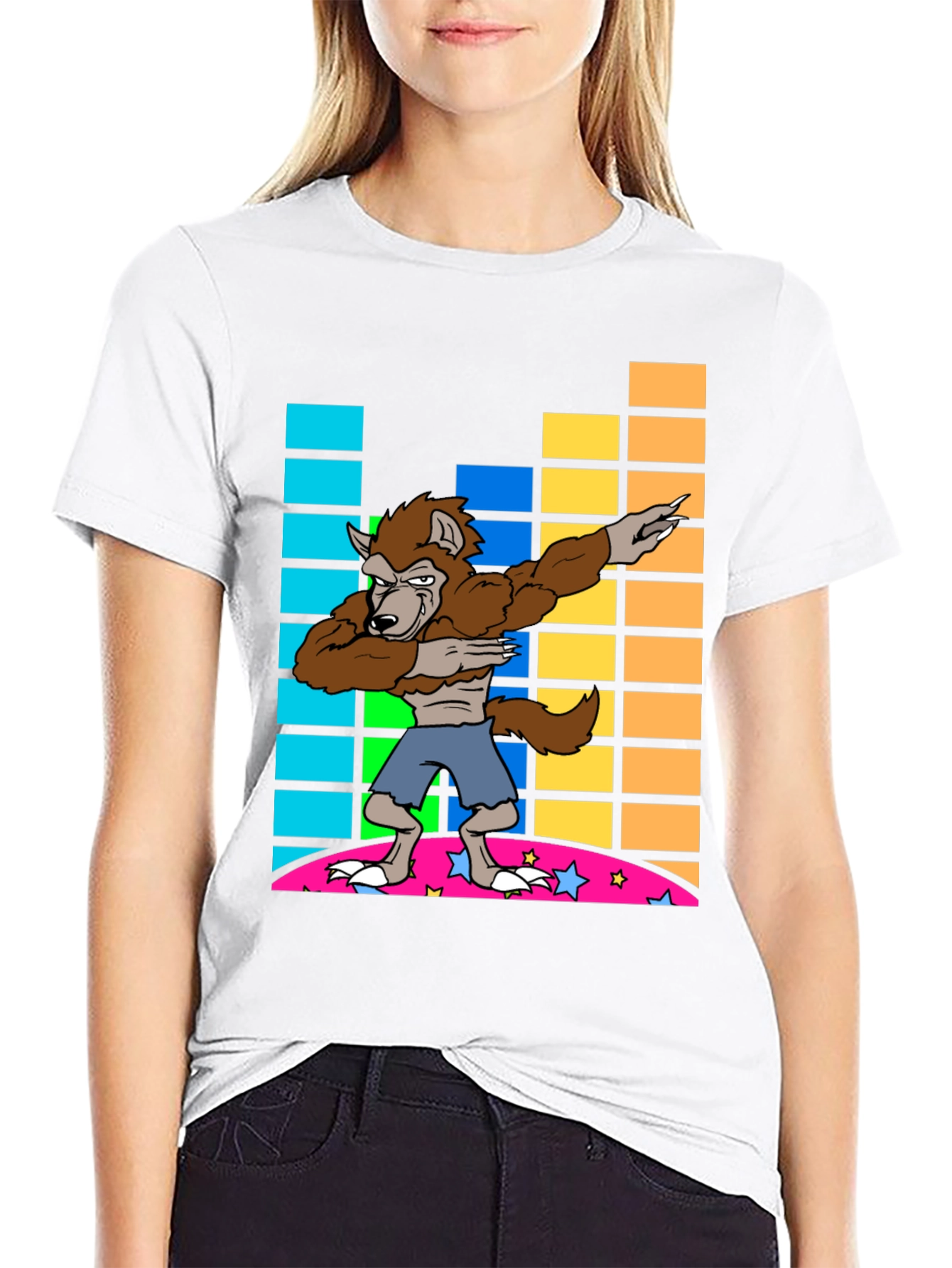 Black Dabbing Werewolf Graphic Tee - Fun Novelty Shirt view 9