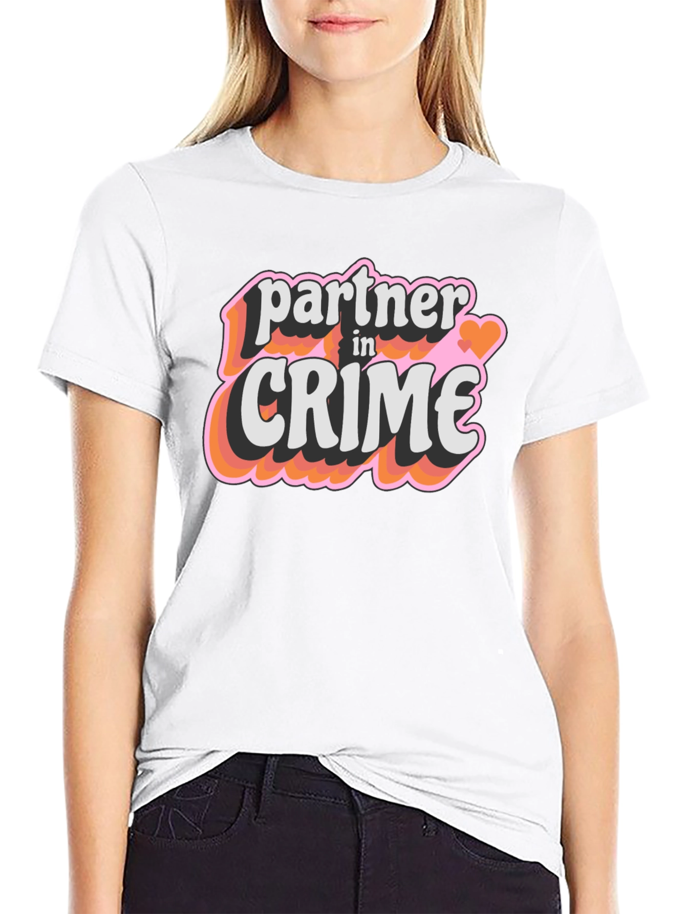 Black Partner in Crime T-Shirt - Black Crew Neck Tee view 9
