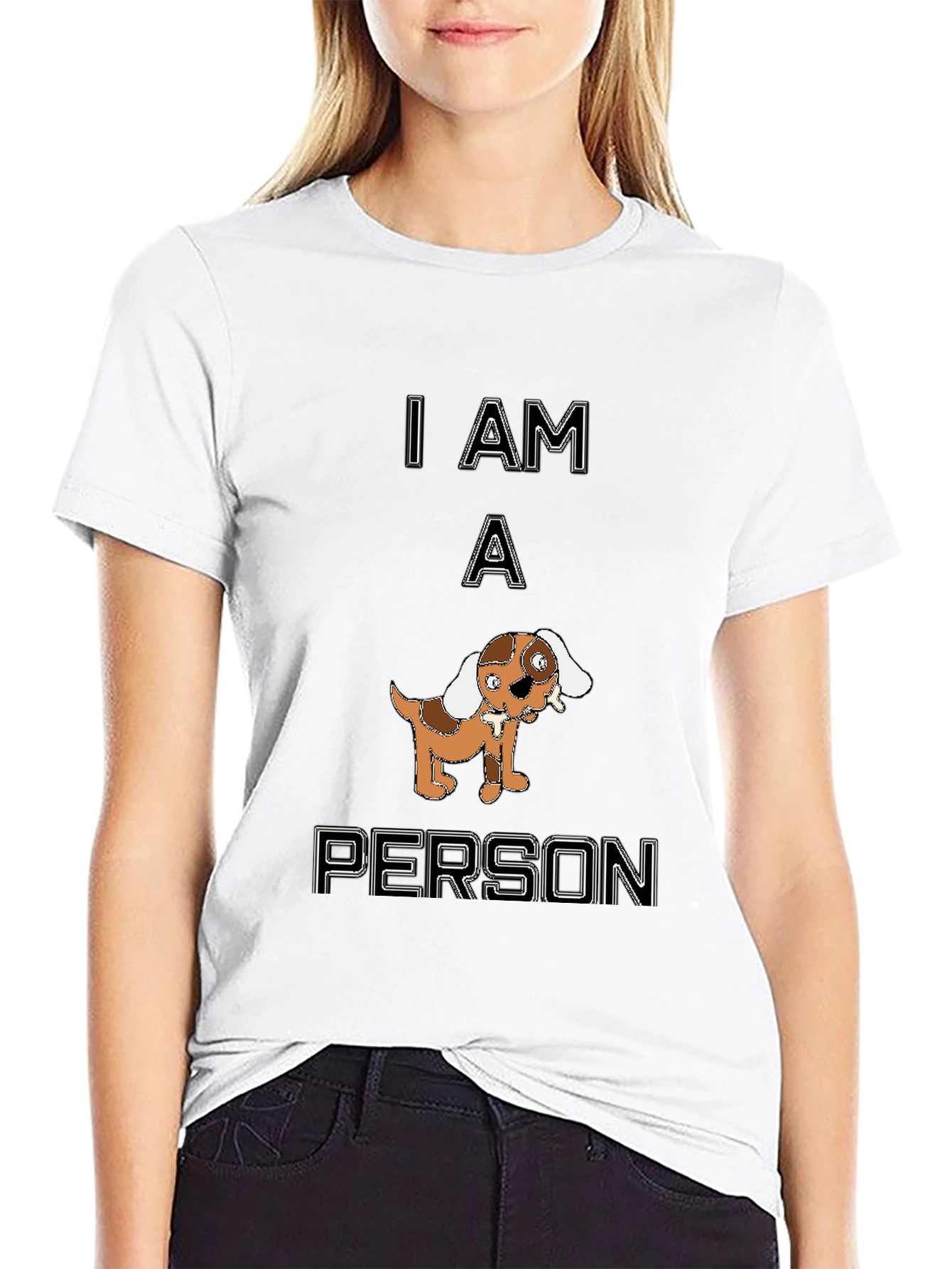 Black Funny "I Am A Person" Dog Graphic Black T-Shirt view 9