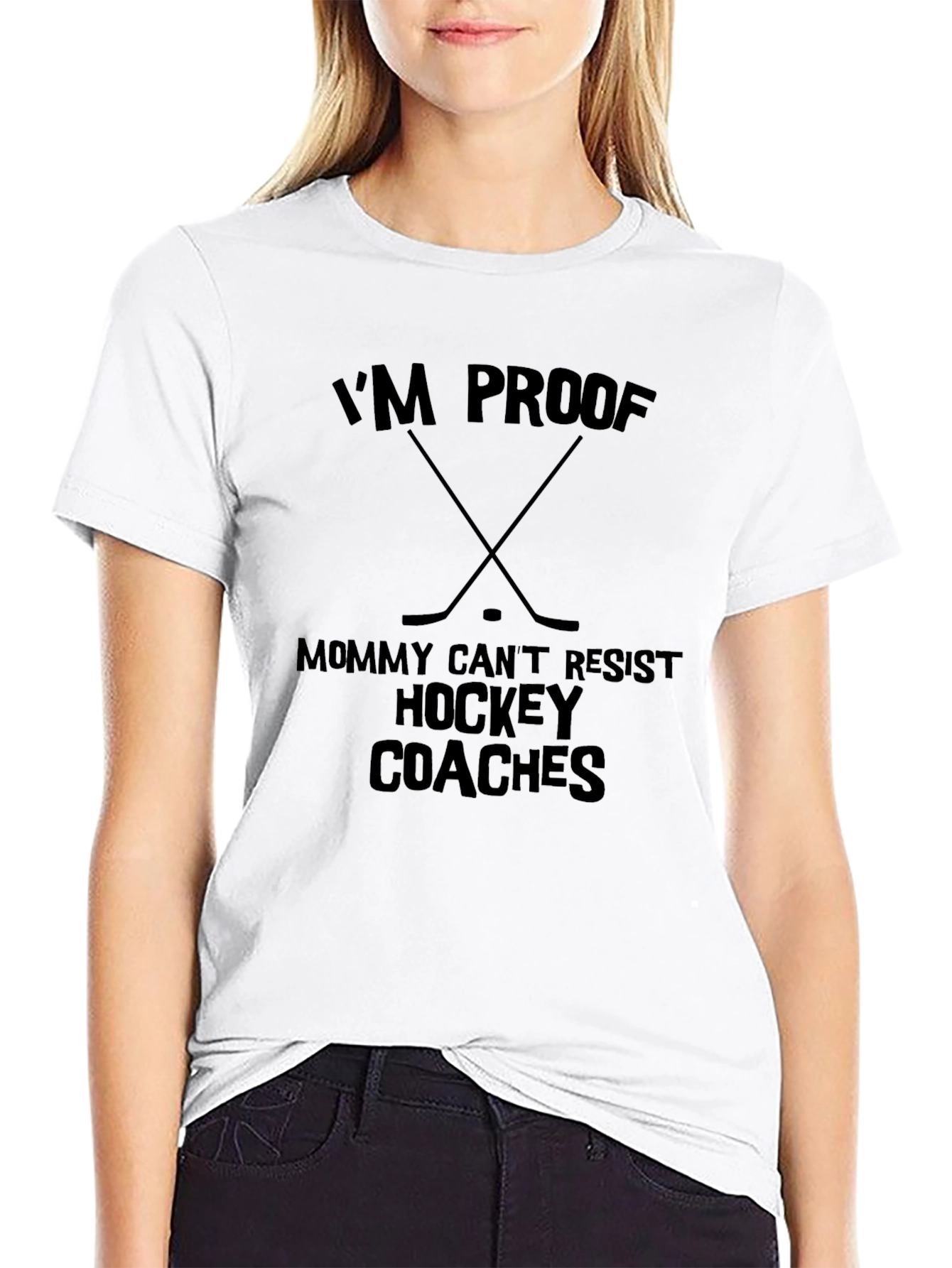 Black I'm Proof Mommy Can't Resist Hockey Coaches Black T-Shirt view 9