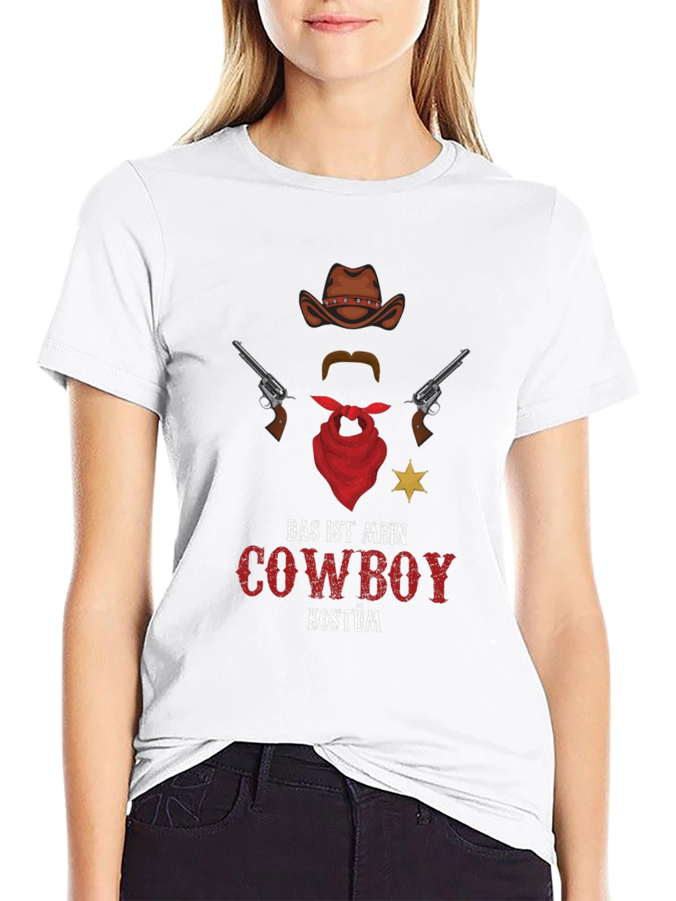 Black Cowboy Costume T-Shirt - Novelty Western Style Tee view 9