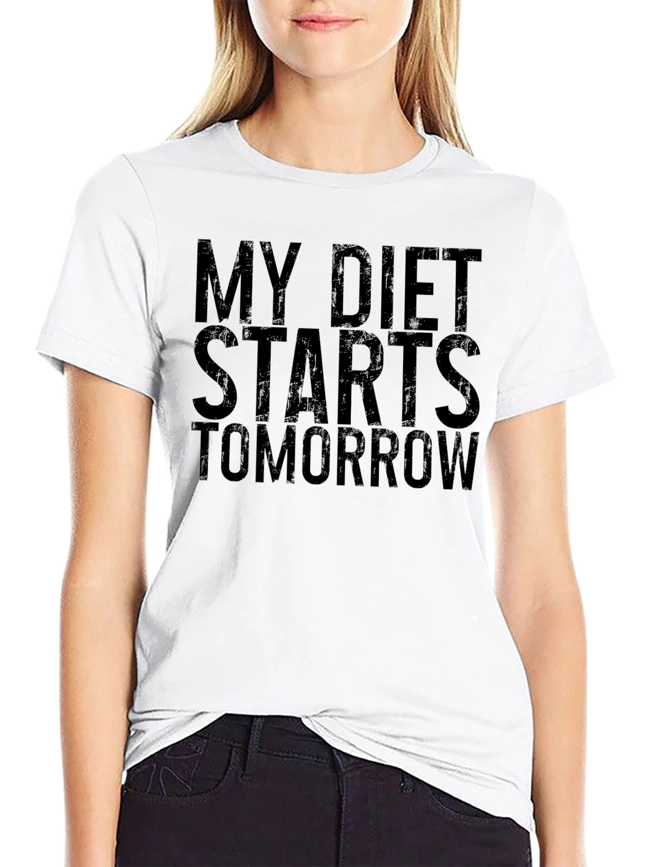 Black Funny Diet Starts Tomorrow Black T-Shirt view 9