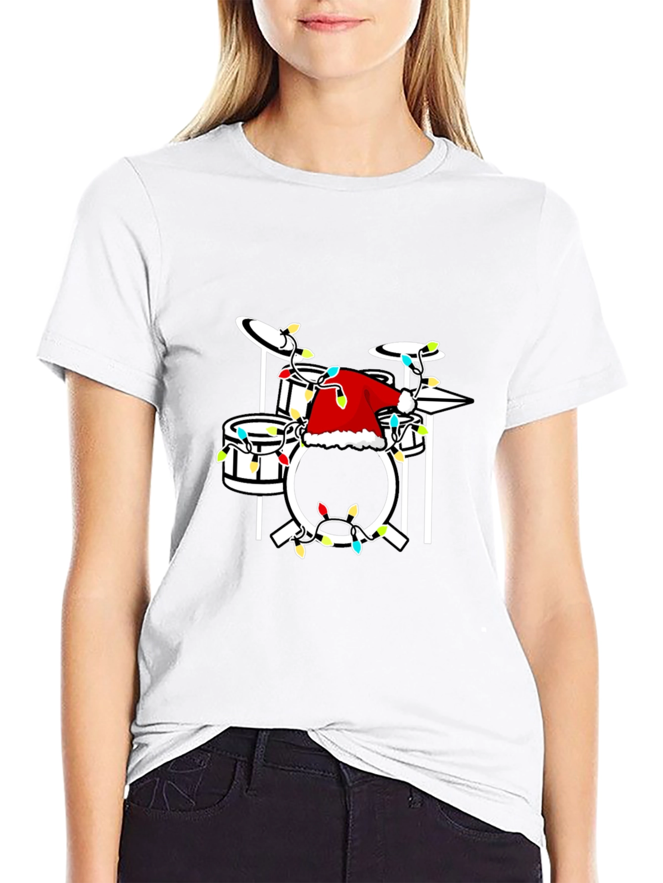Black Drum Set Christmas T-Shirt view 9