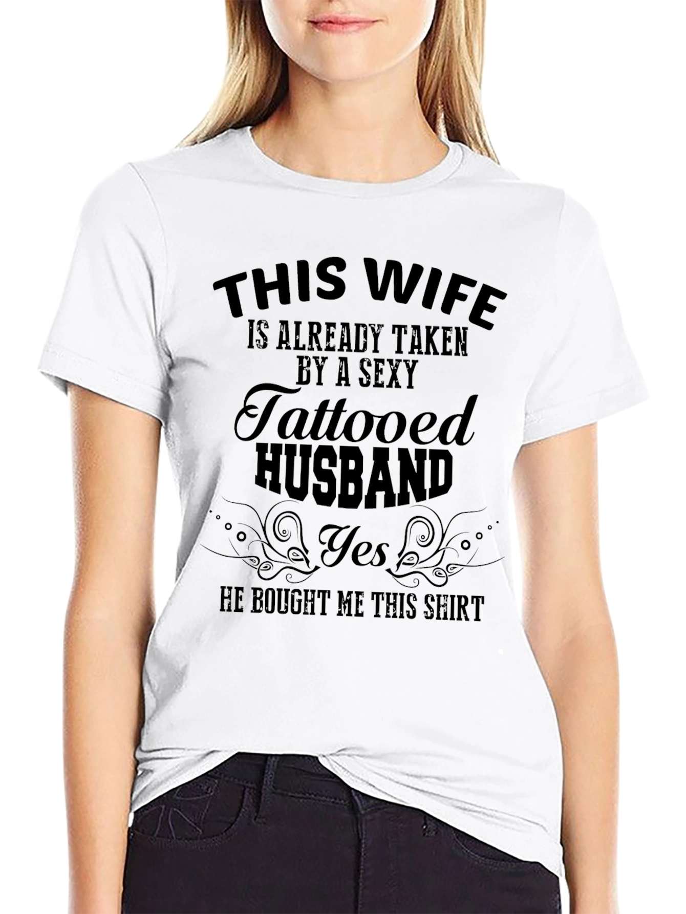 Black Funny This Wife Taken by Sexy Tattooed Husband T-Shirt view 9