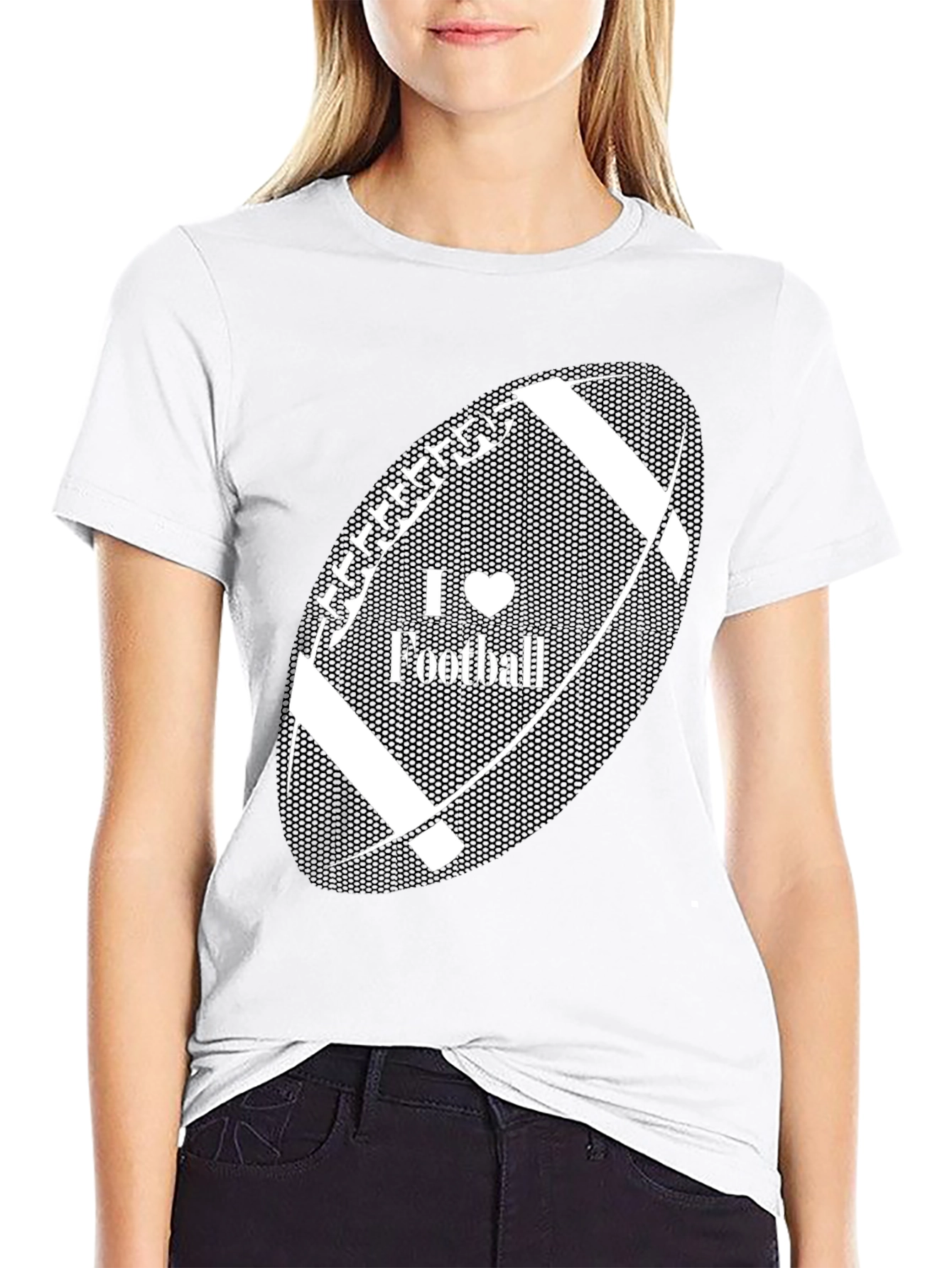 Black I Heart Football Black T-Shirt view 9