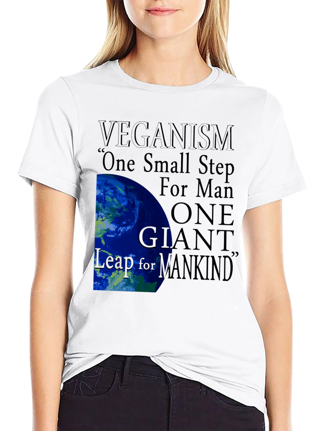 Black Veganism One Small Step Graphic Tee view 9