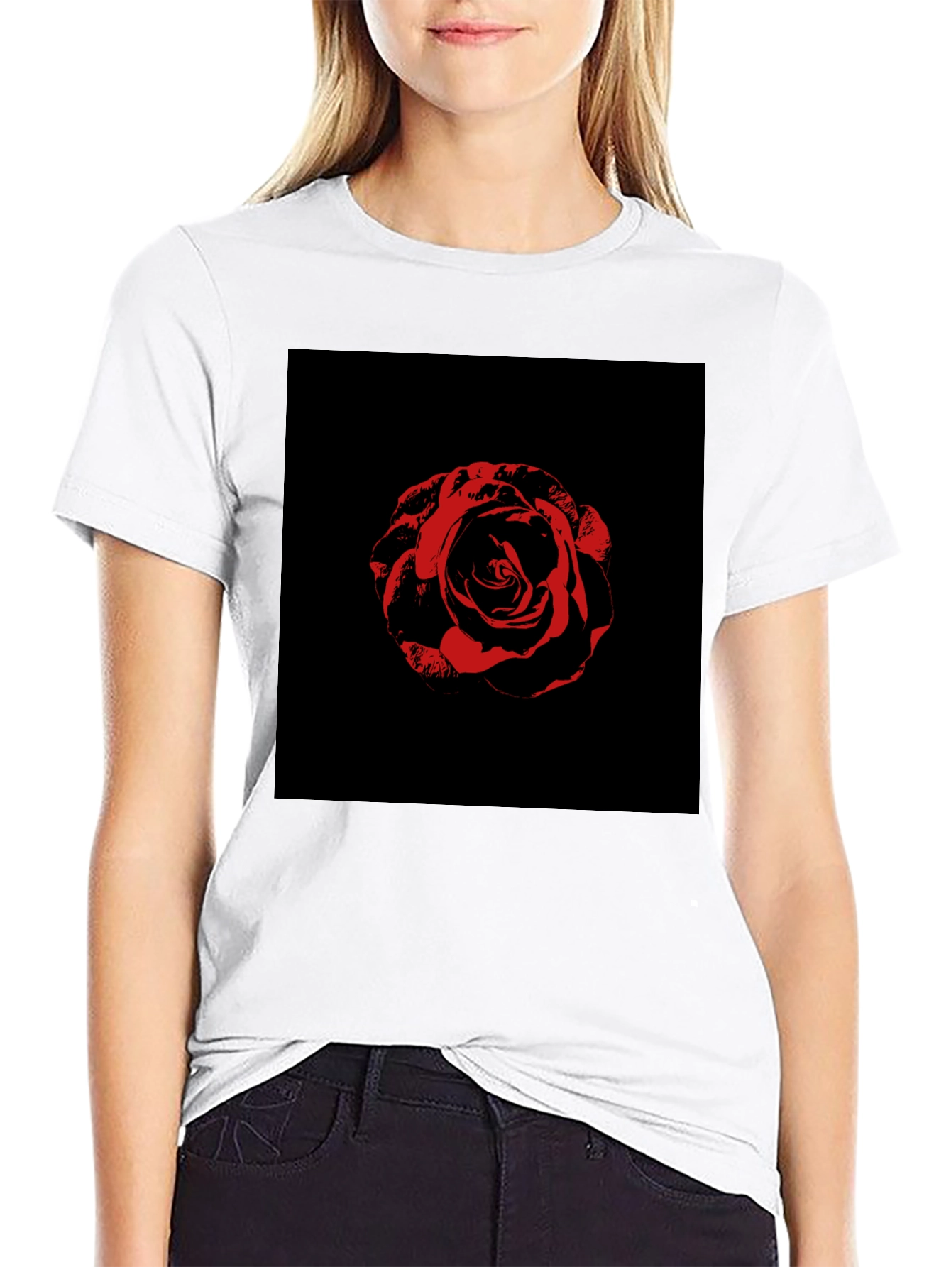 Black Rose Graphic Tee - Black Cotton T-Shirt view 9