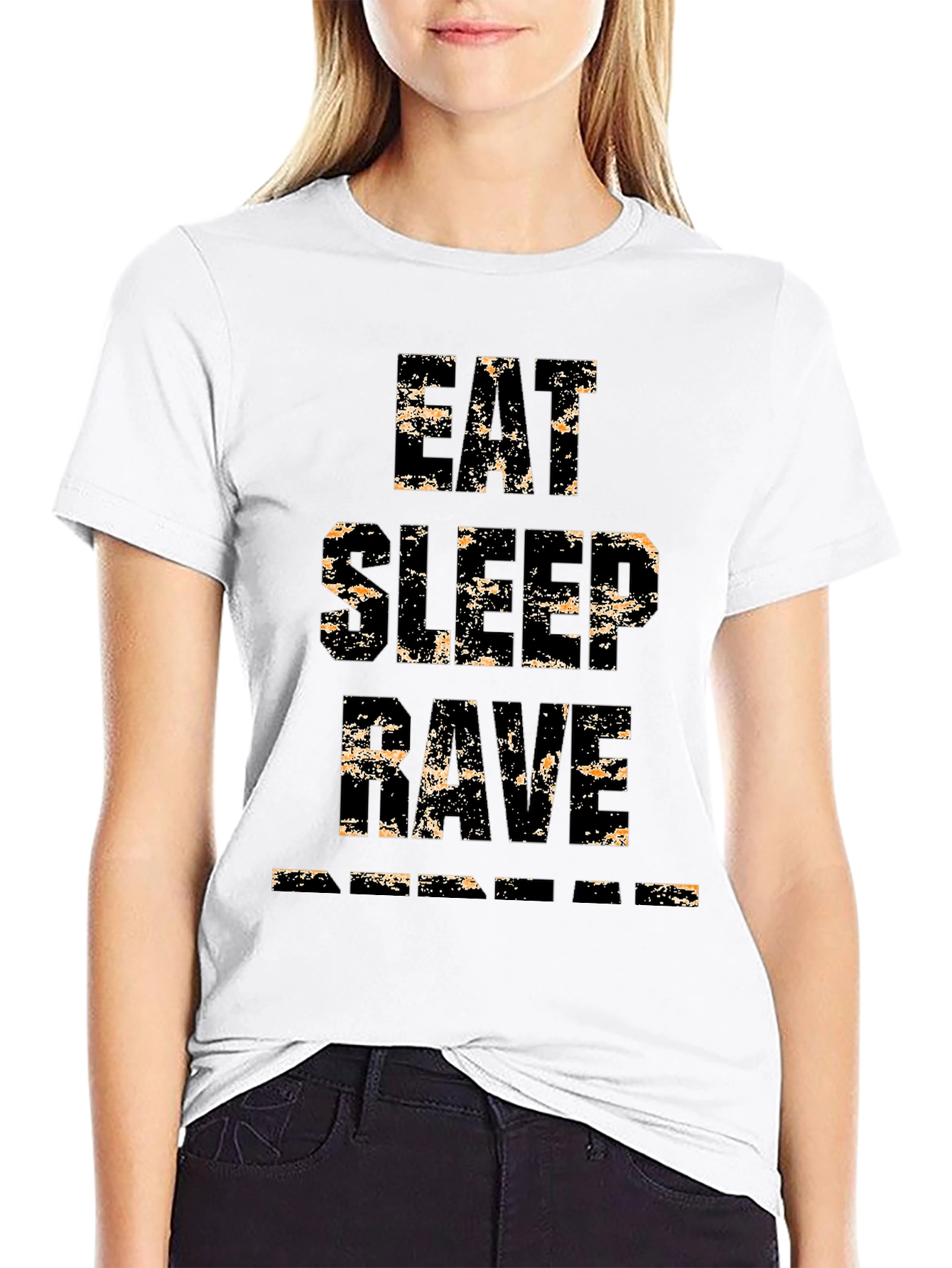 Black Eat Sleep Rave Repeat Men's Black Graphic T-Shirt view 9