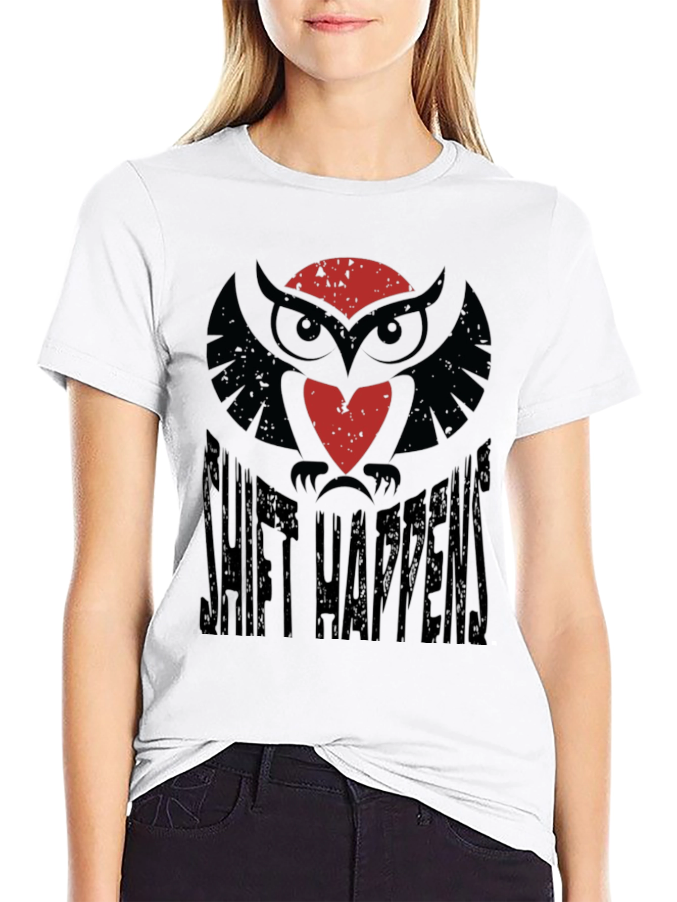 Black Shift Happens Owl T-Shirt - Black view 9