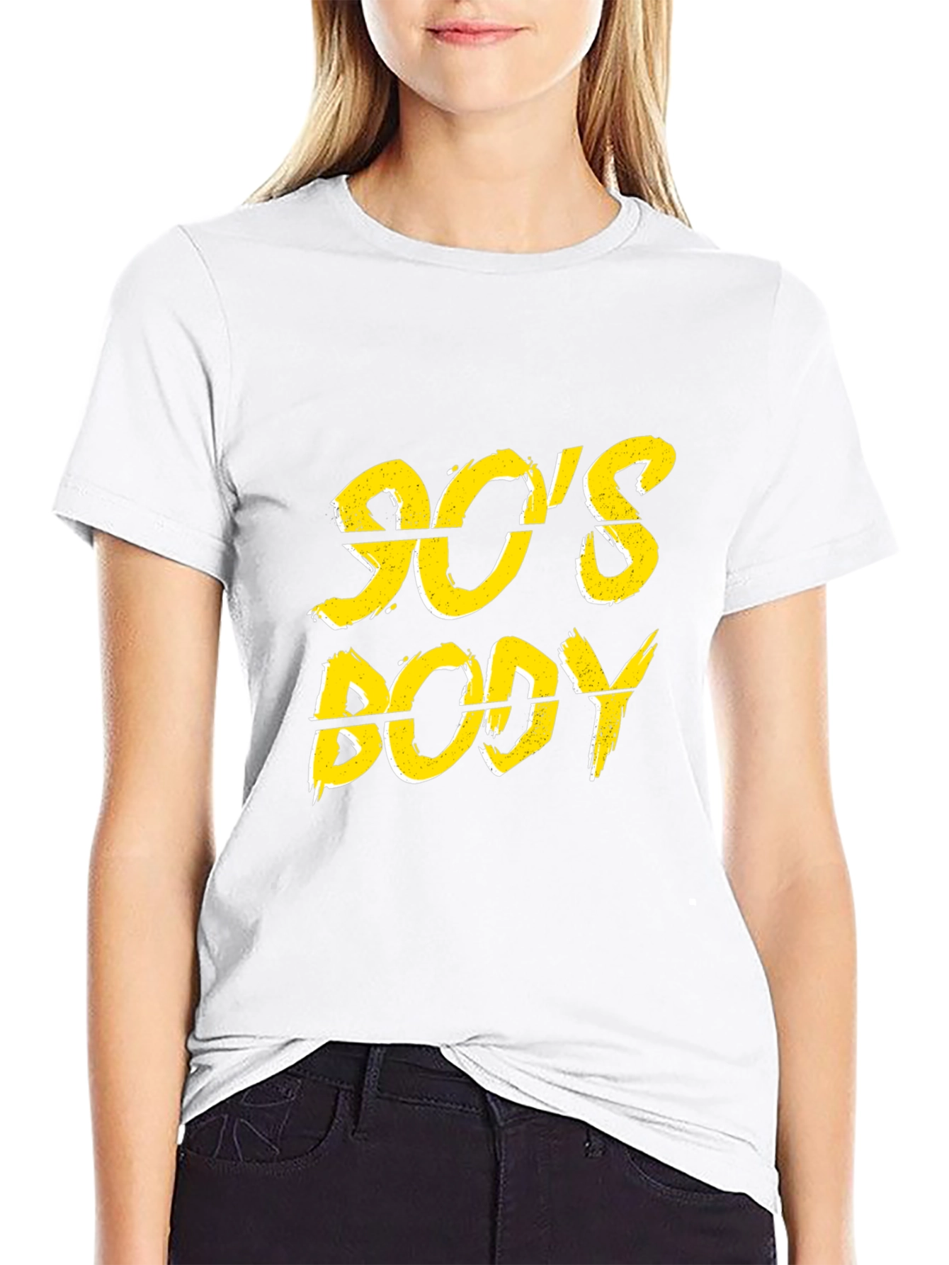 Black 90's Body Graphic Print Black T-Shirt view 9