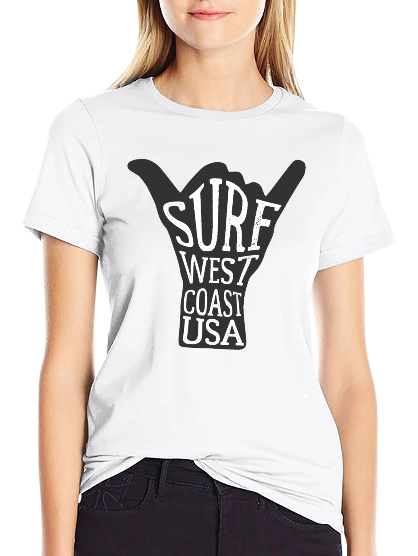 Black Surf West Coast USA Graphic T-Shirt view 9