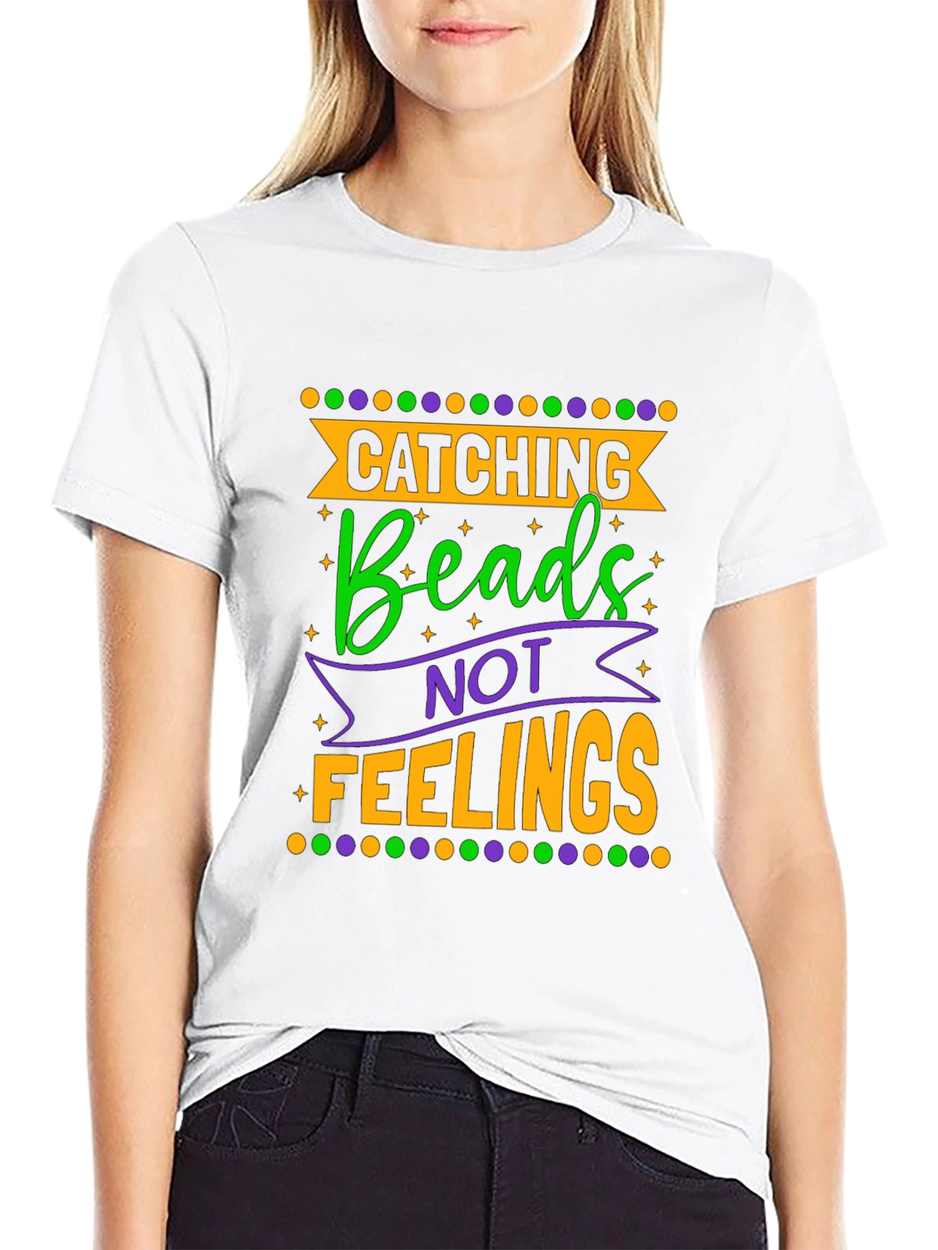 Black Catching Beads Not Feelings Graphic Tee view 9