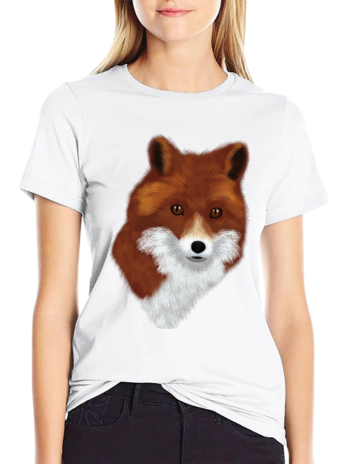 Black Fox Graphic Black T-Shirt - Stylish Animal Print Tee view 9