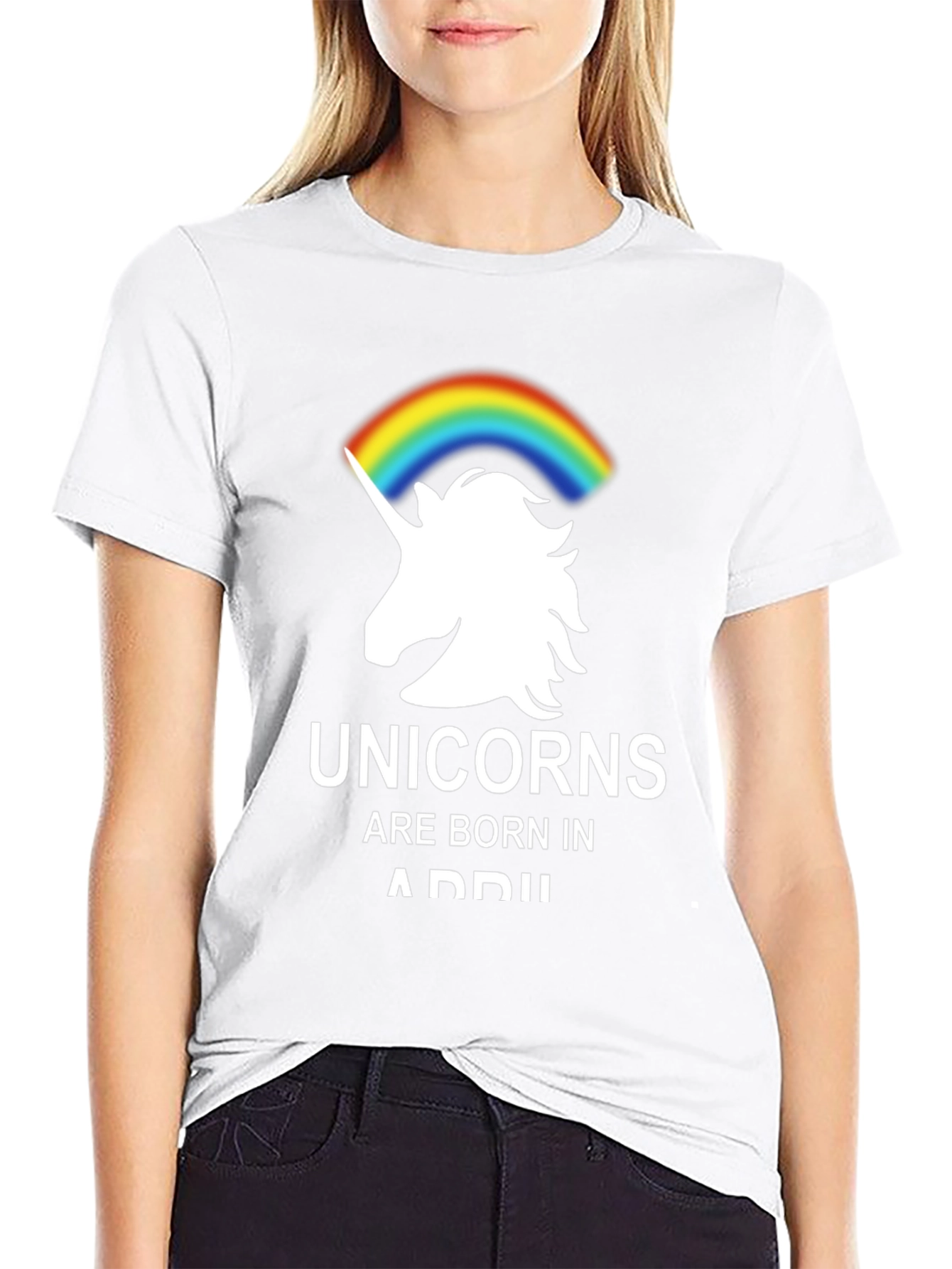Black Unicorns Are Born in April T-Shirt view 9