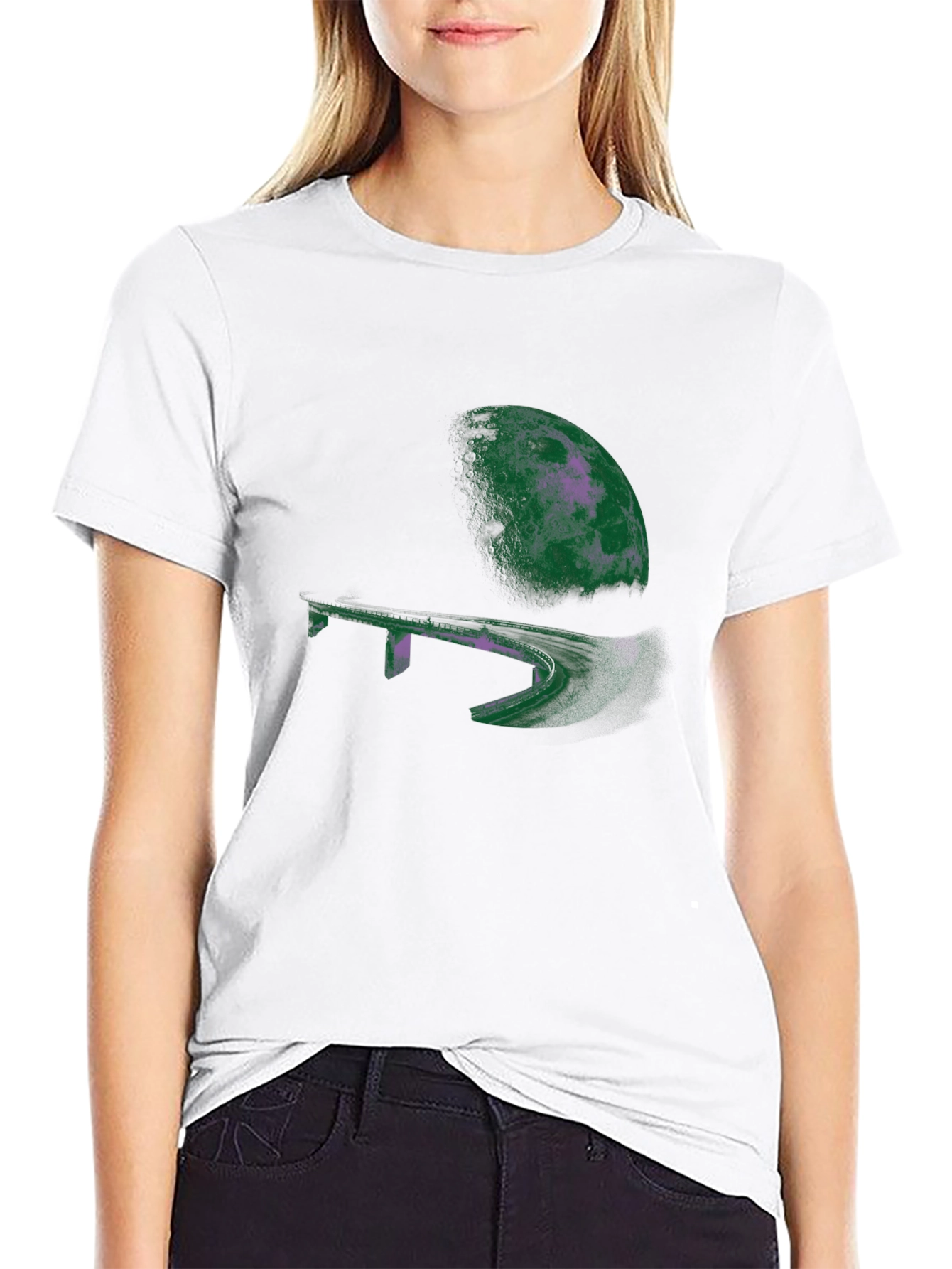 Abstract Moon Bridge Graphic T-Shirt - 9