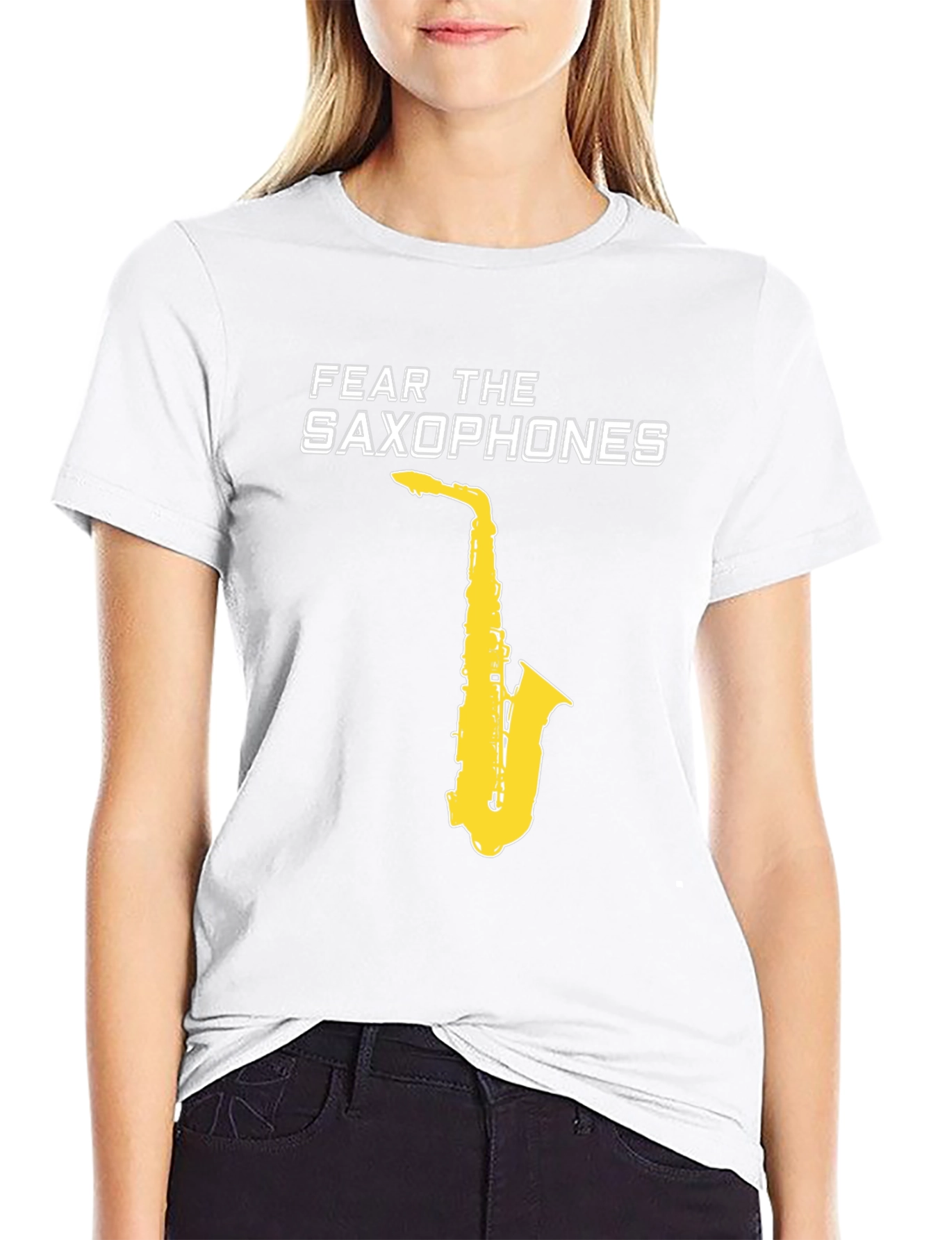 Black Fear the Saxophones Graphic Tee view 9