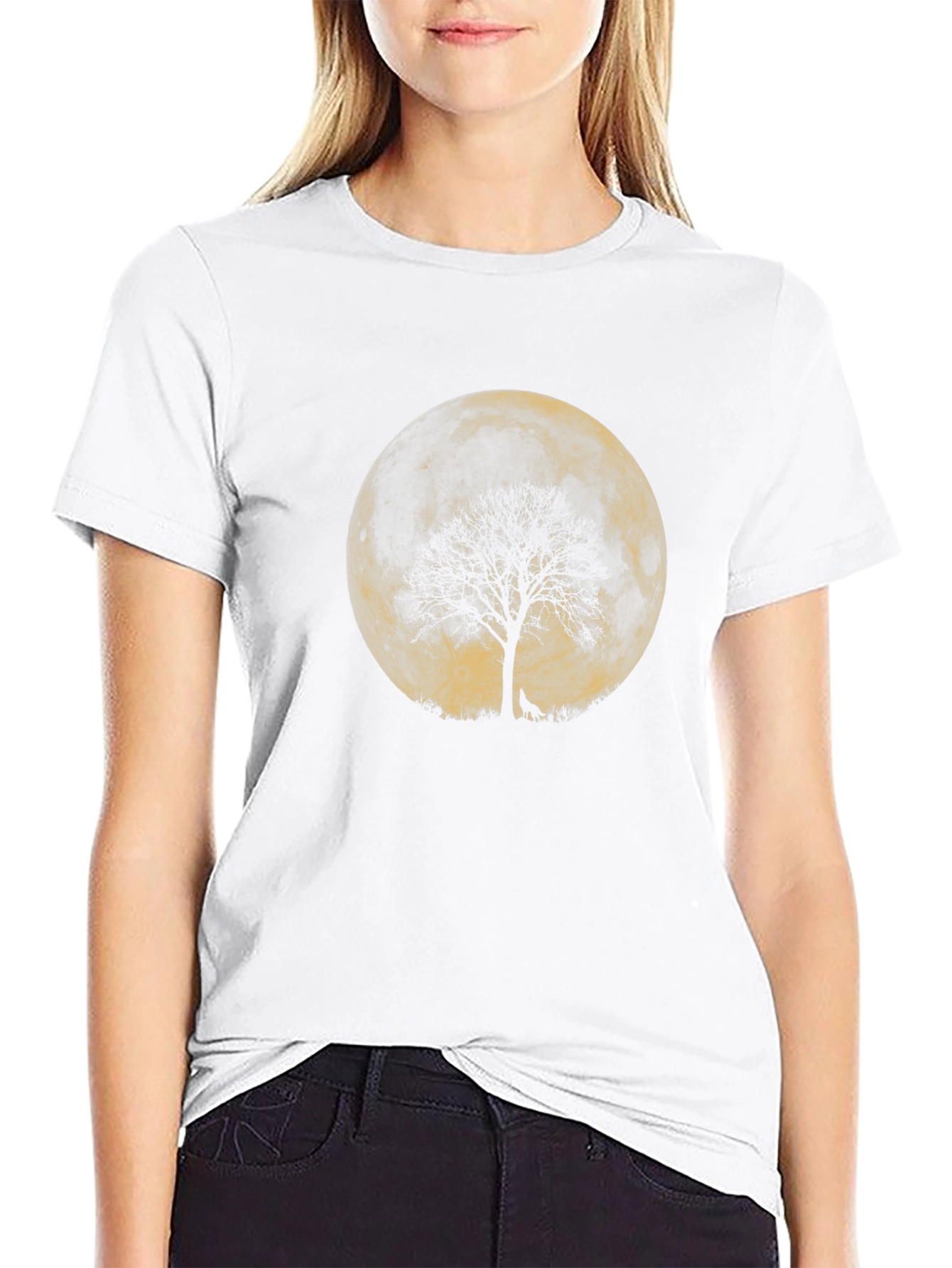Black Wolf Moon Tree Graphic Tee - Black view 9
