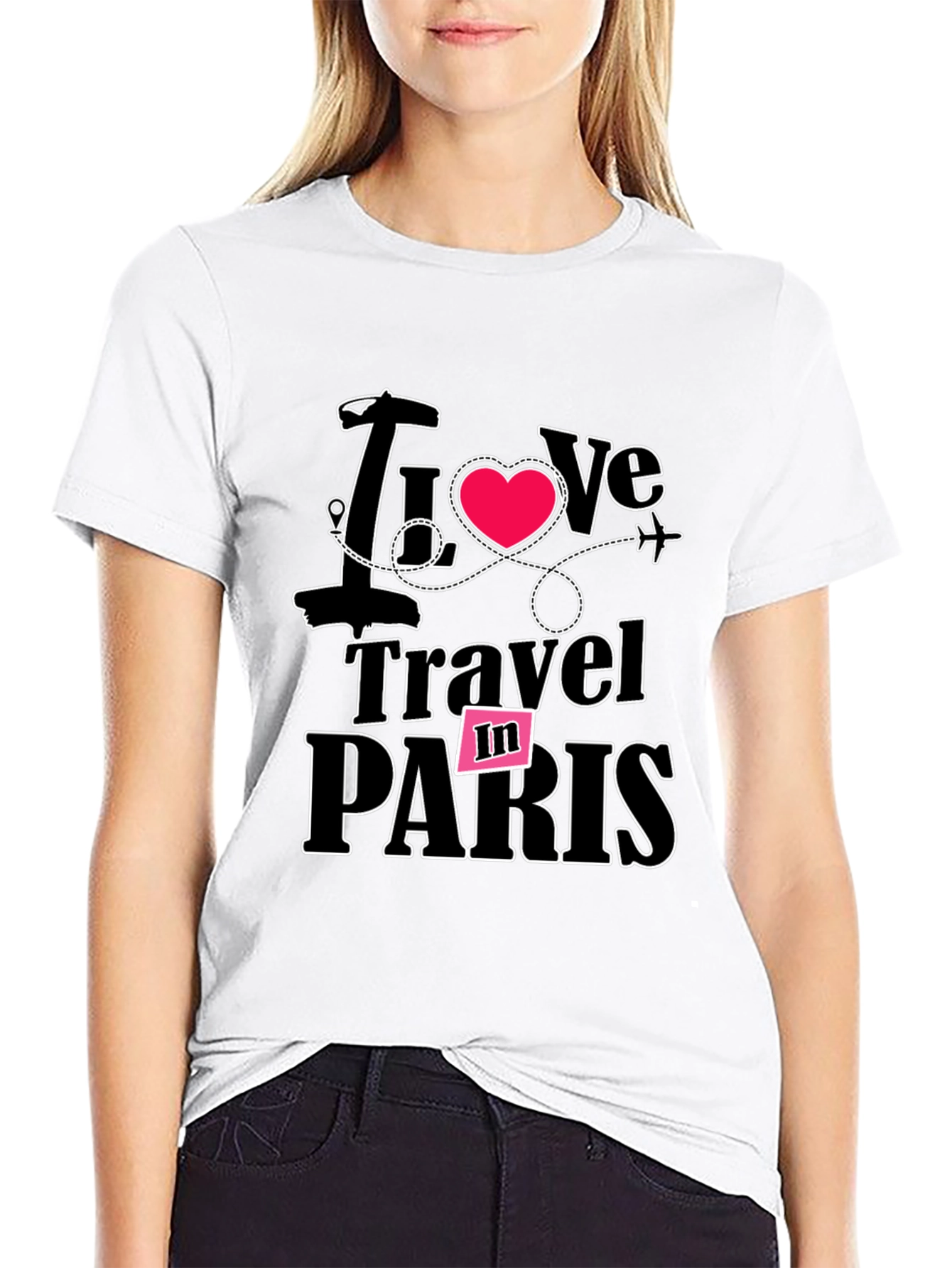 Black I Love Travel in Paris Black T-Shirt view 9