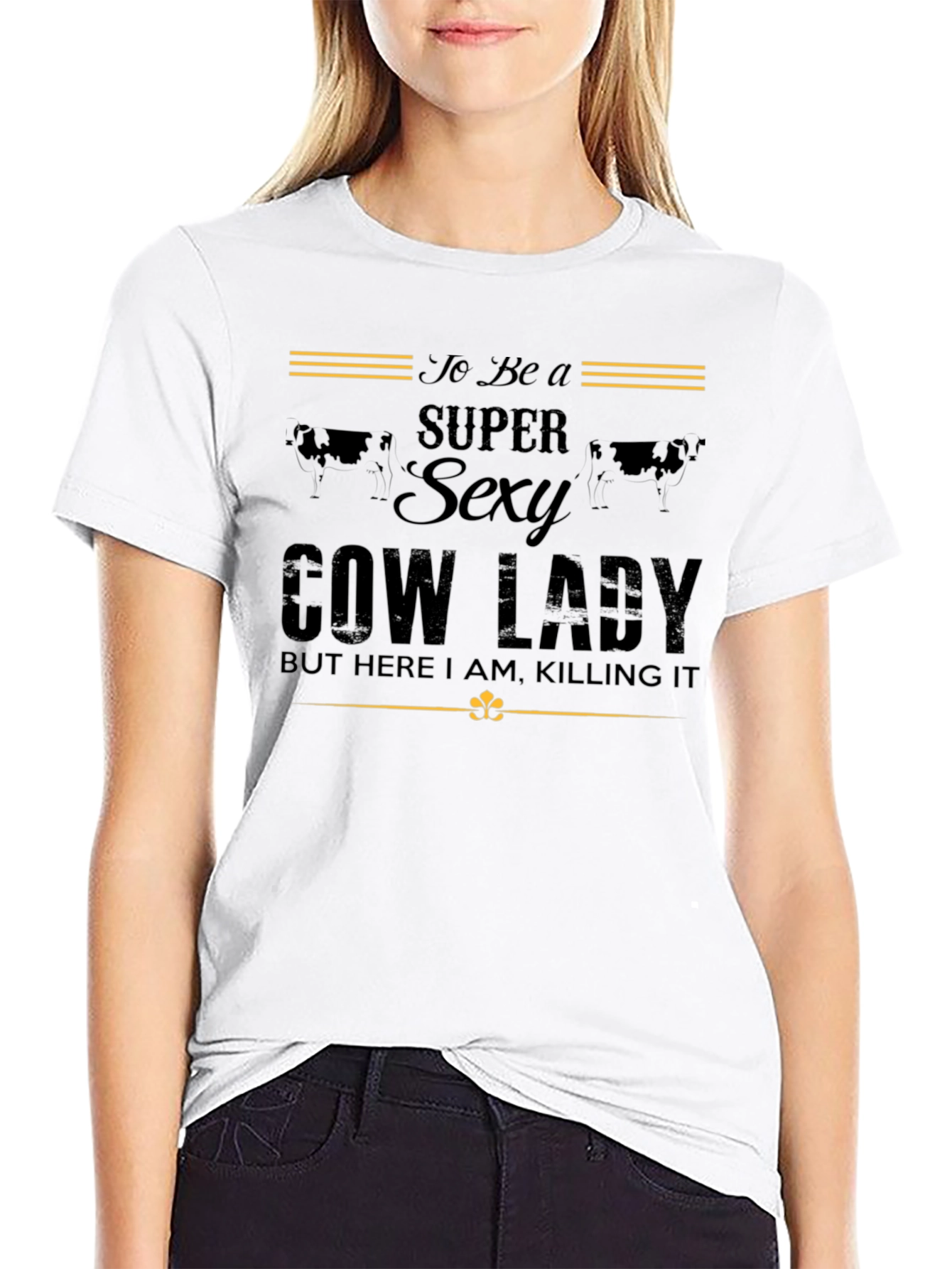 Black Super Sexy Cow Lady T-Shirt view 9
