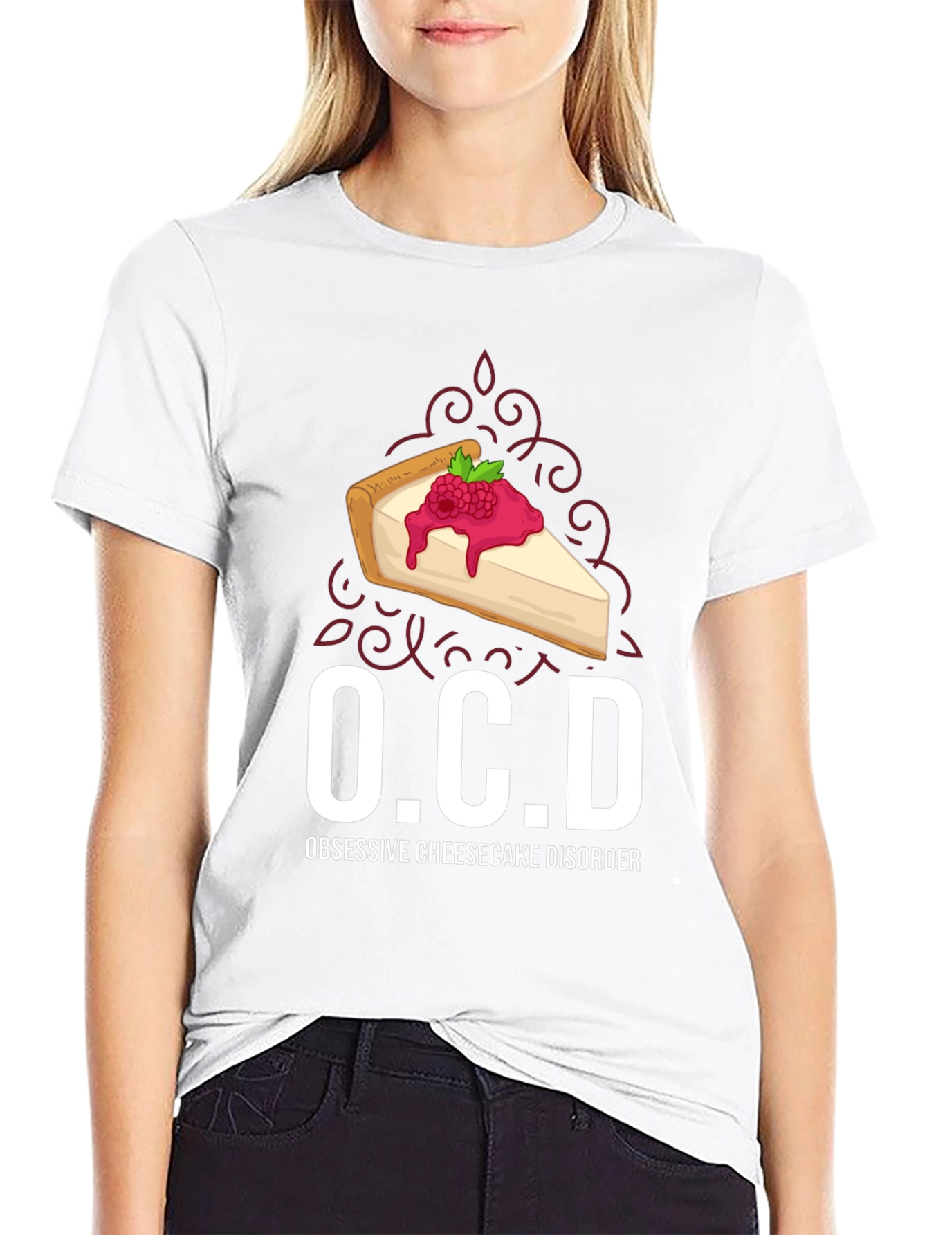 Black OCD Obsessive Cheesecake Disorder Graphic Tee view 9