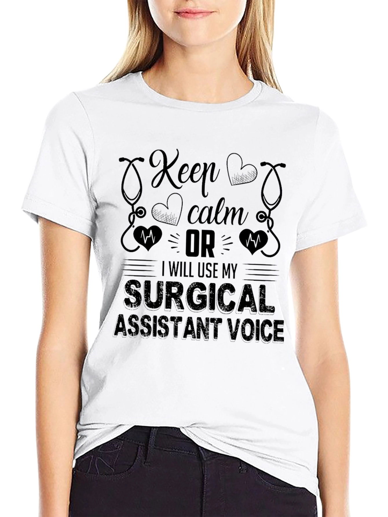 Black Surgical Assistant Voice T-Shirt - Keep Calm Funny Tee view 9