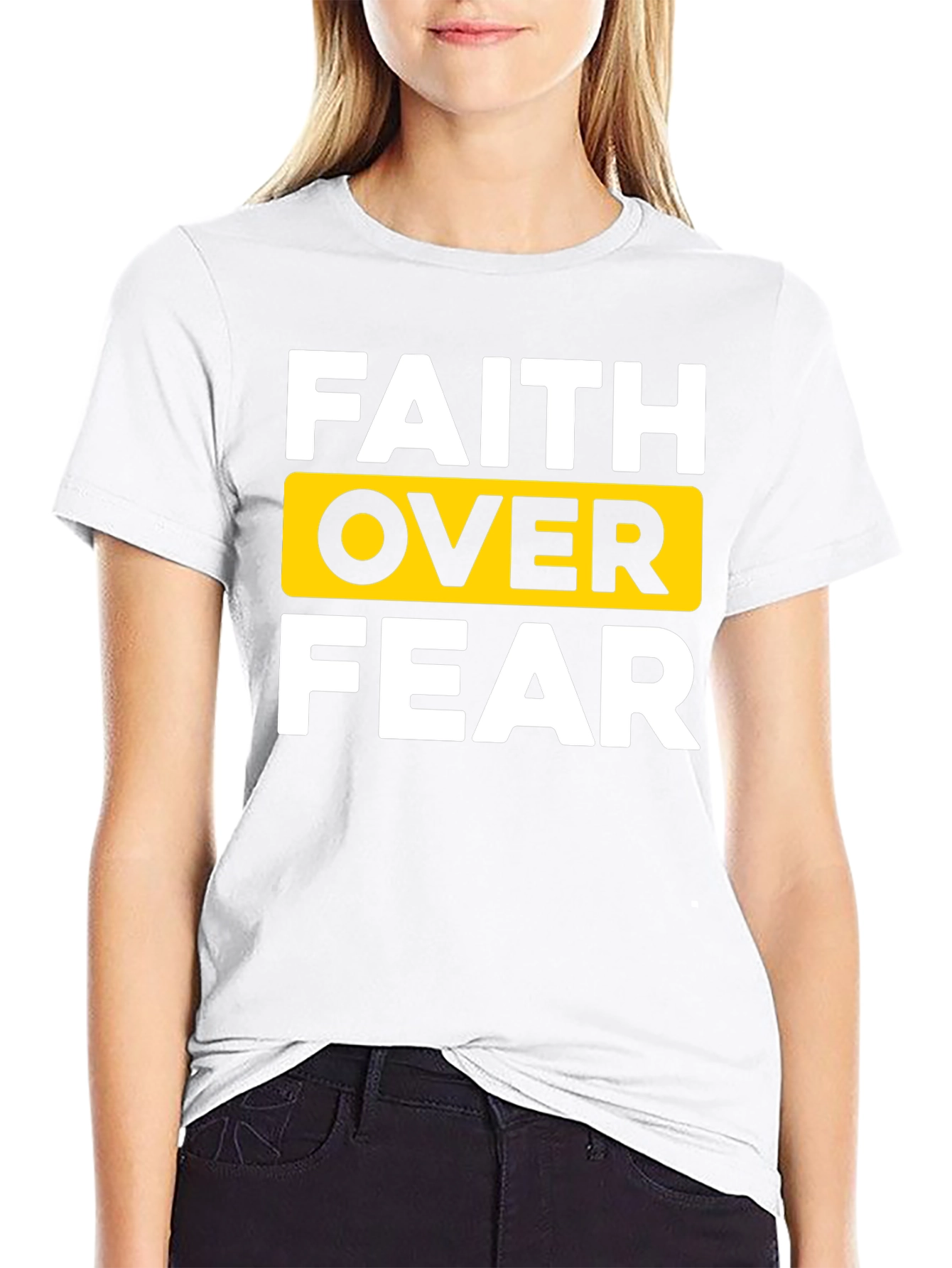 Black Faith Over Fear Black T-Shirt - Inspirational Design view 9