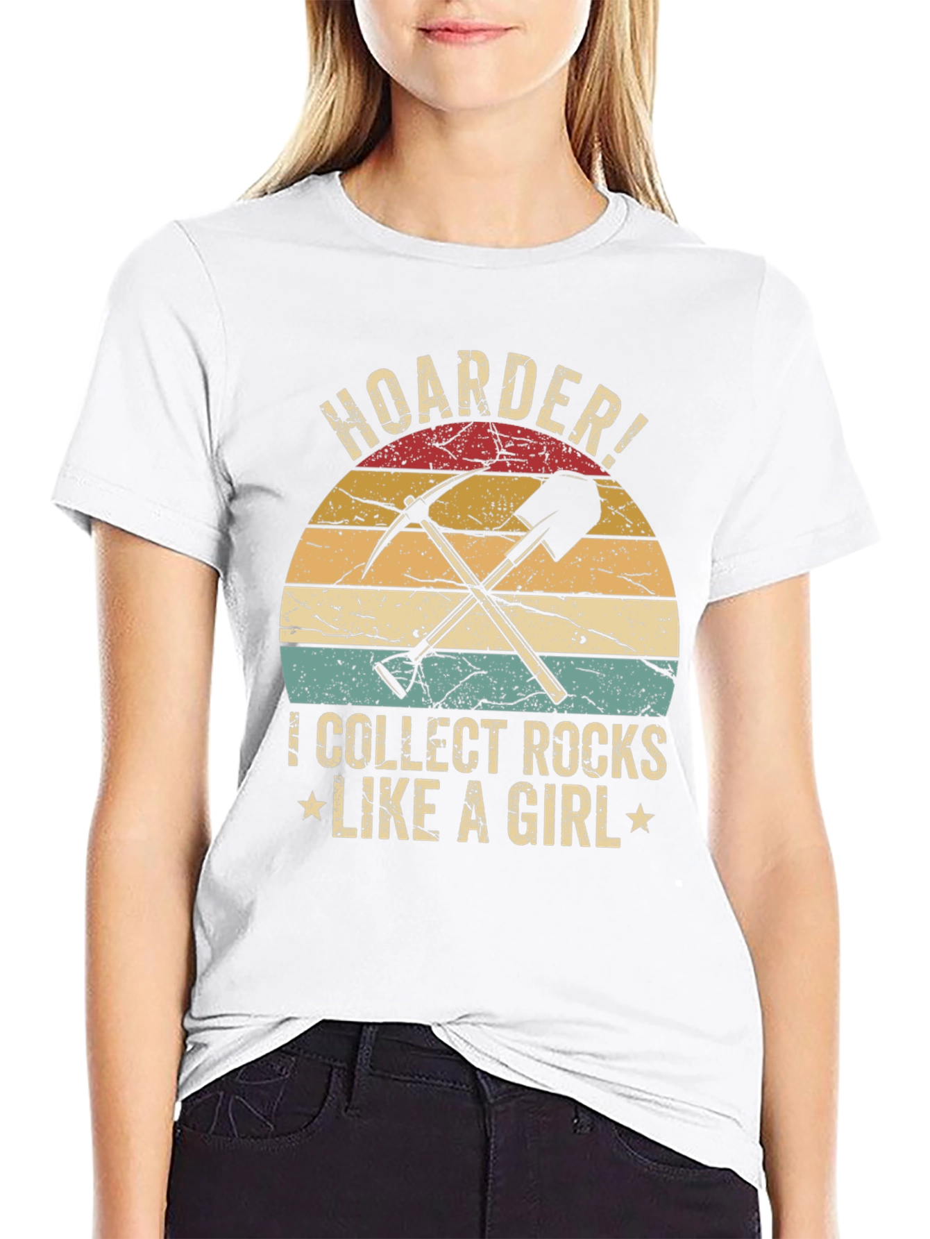 Black Hoarder! I Collect Rocks Like a Girl T-Shirt view 9