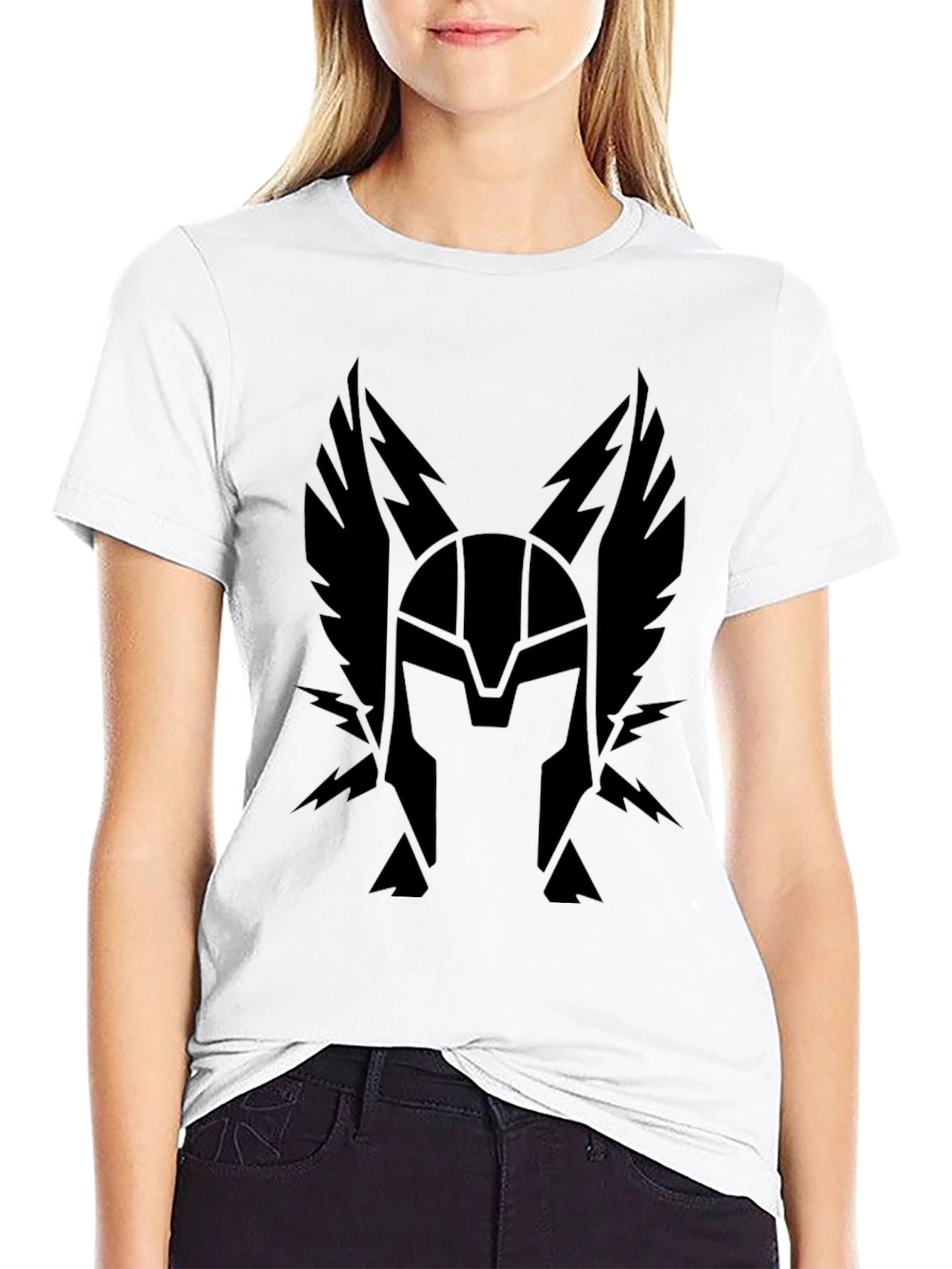 Black Winged Helmet Graphic Tee - Classic Black T-Shirt view 9