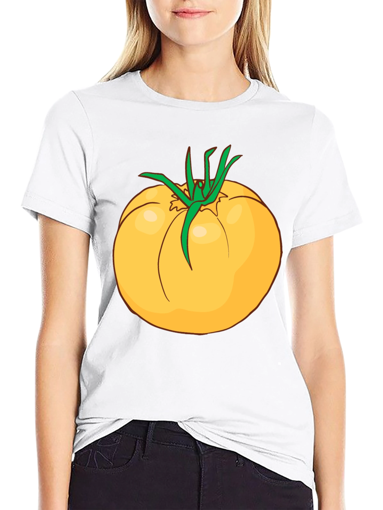 Black Yellow Tomato Graphic T-Shirt - Casual Cotton Tee view 9