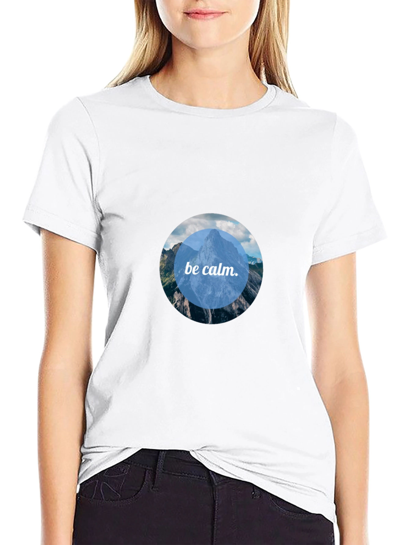 Black Be Calm Mountain Scene Tee - Black view 9