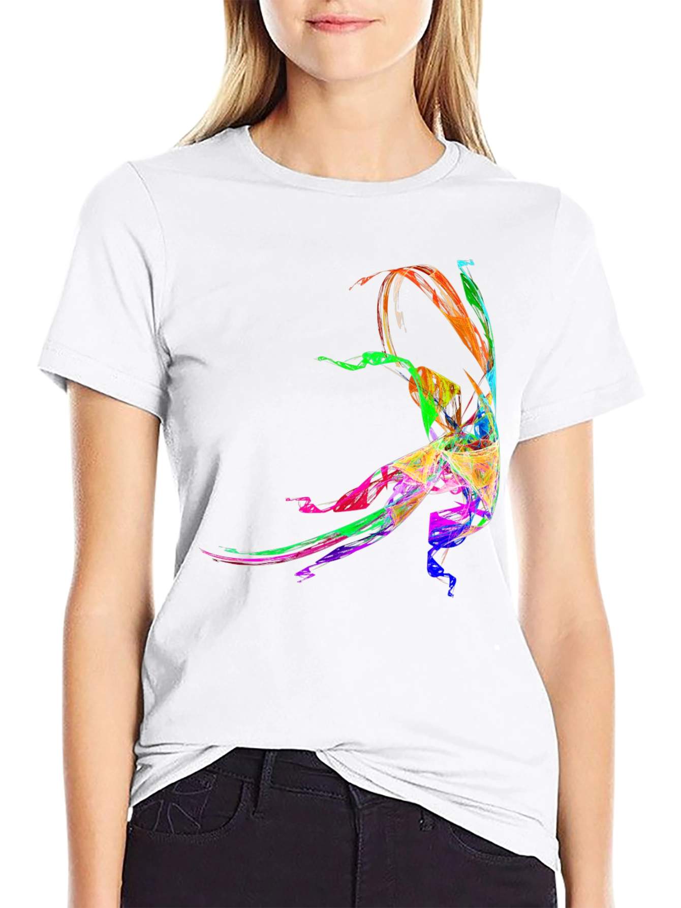 Black Colorful Abstract Dancer Graphic Tee view 9