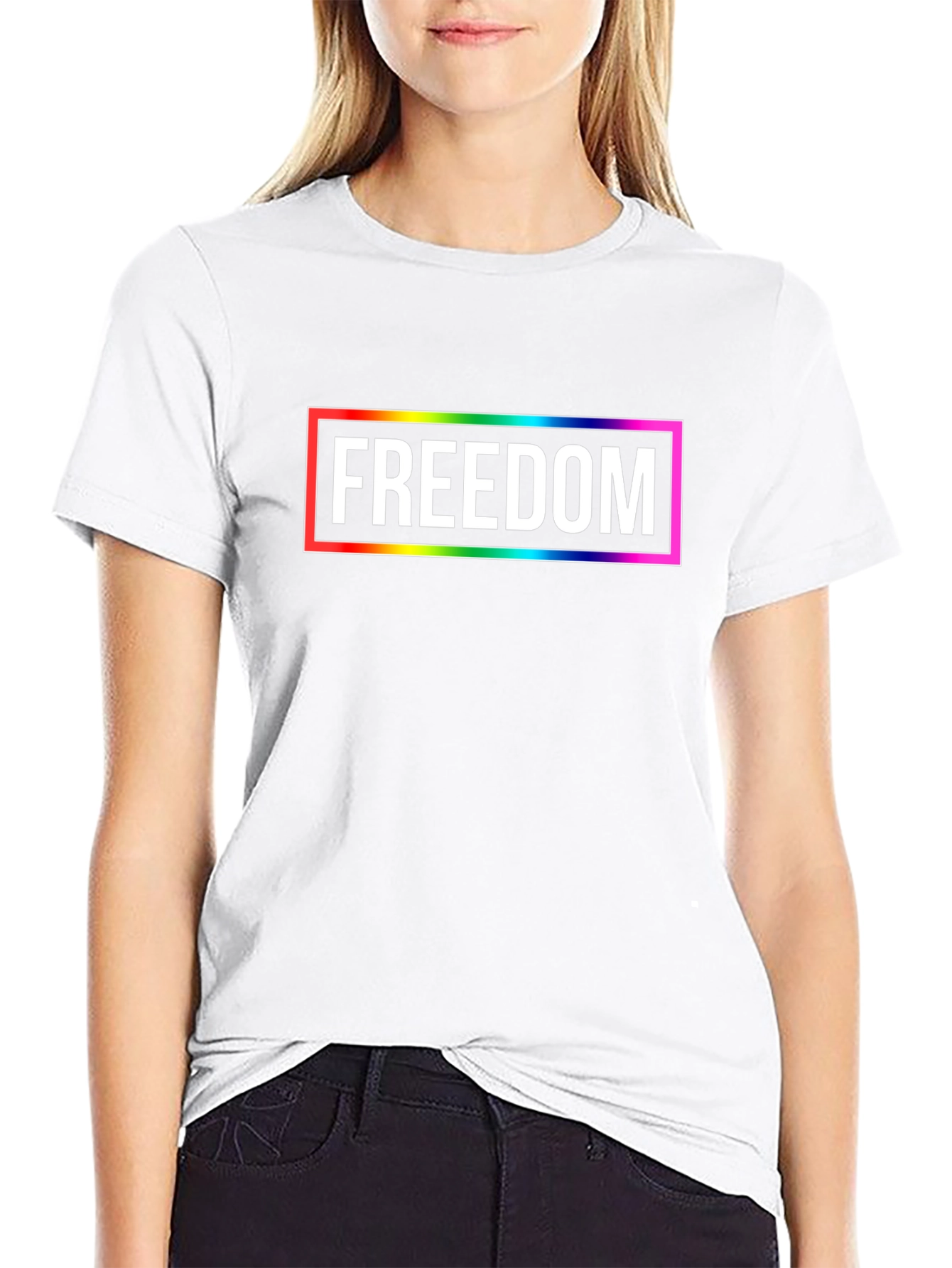 Black Freedom Rainbow Graphic Tee - Unisex T-Shirt view 9