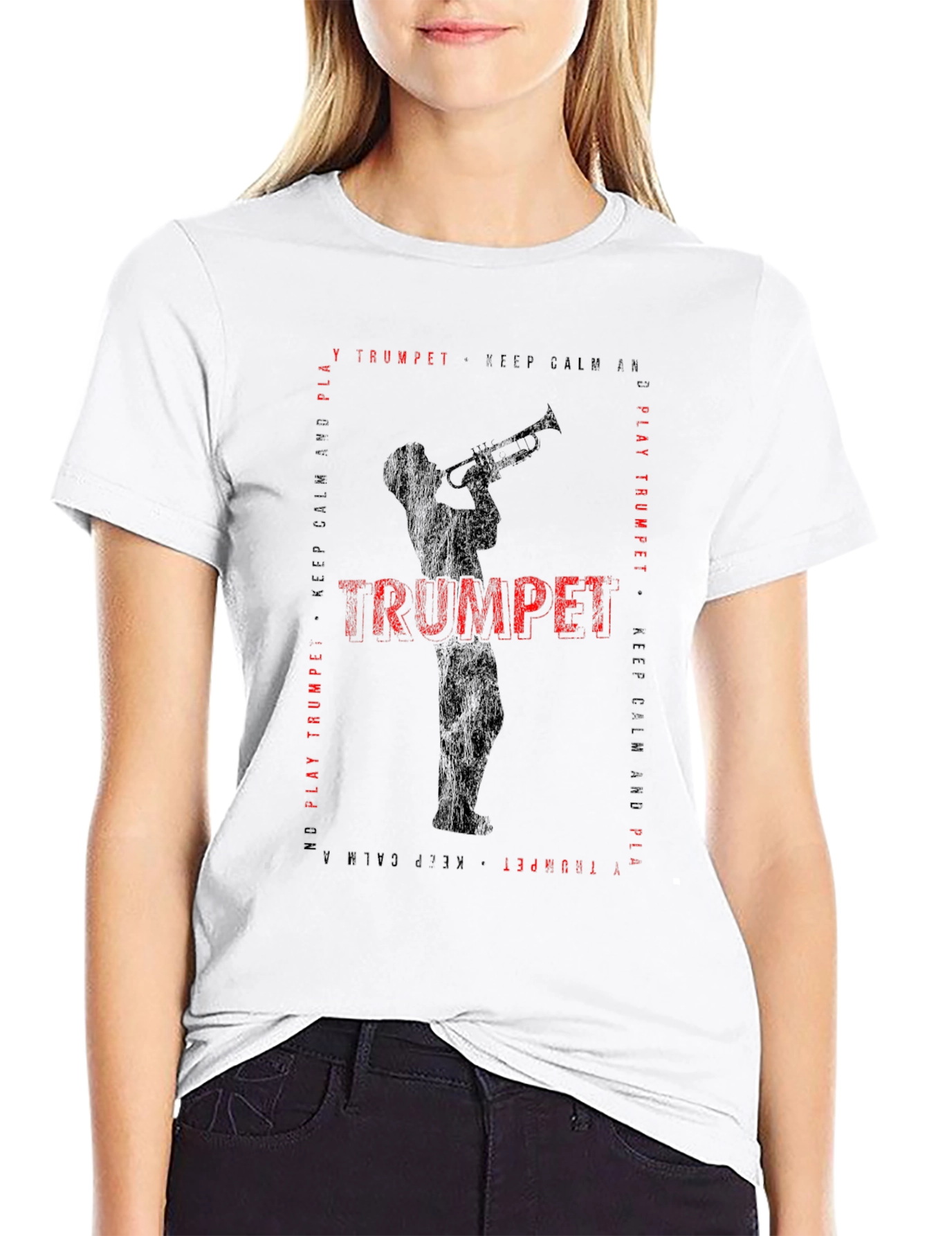 Black Keep Calm and Play Trumpet T-Shirt view 9