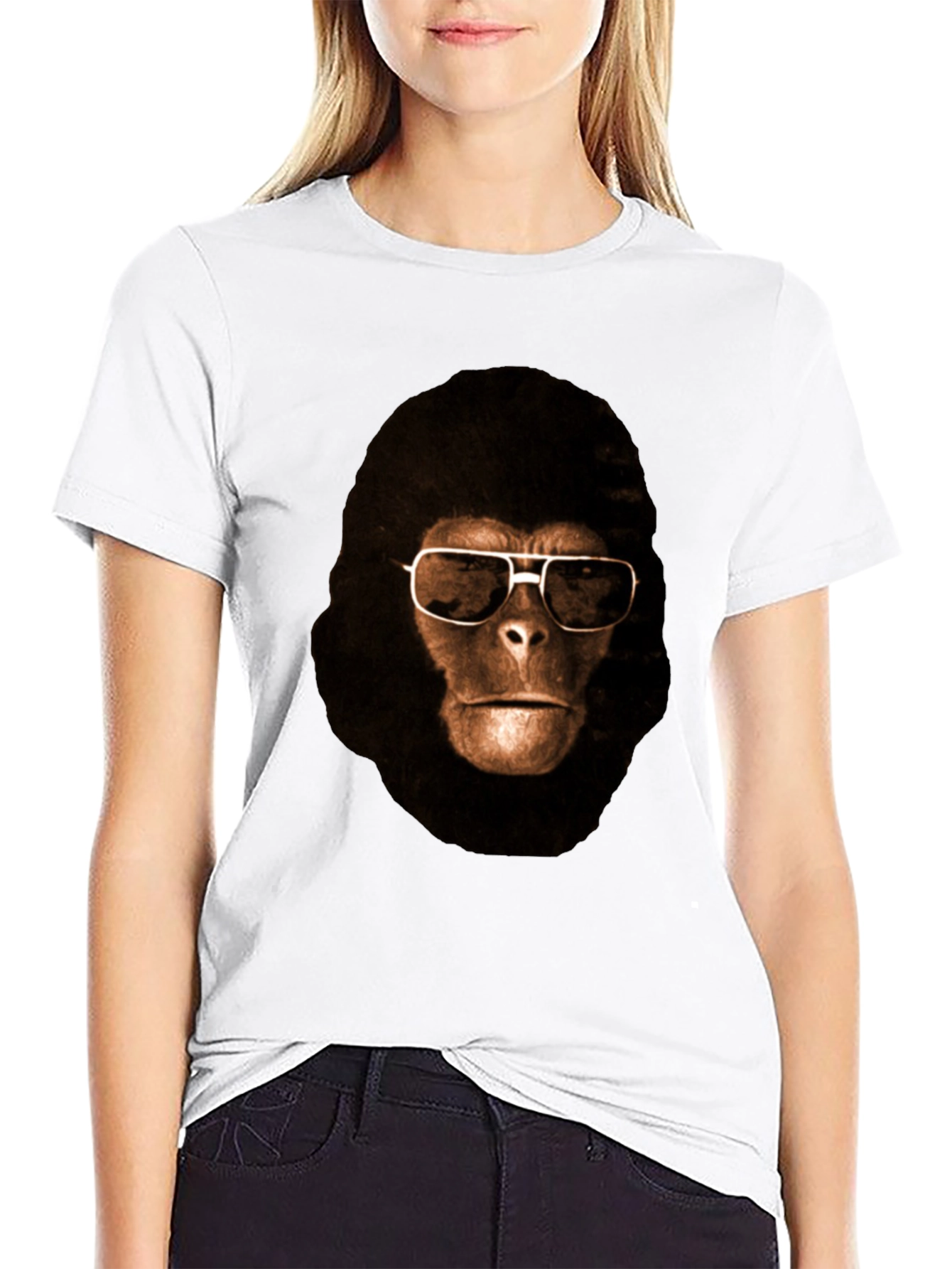 Black Cool Ape Graphic Tee - Black Cotton T-Shirt view 9