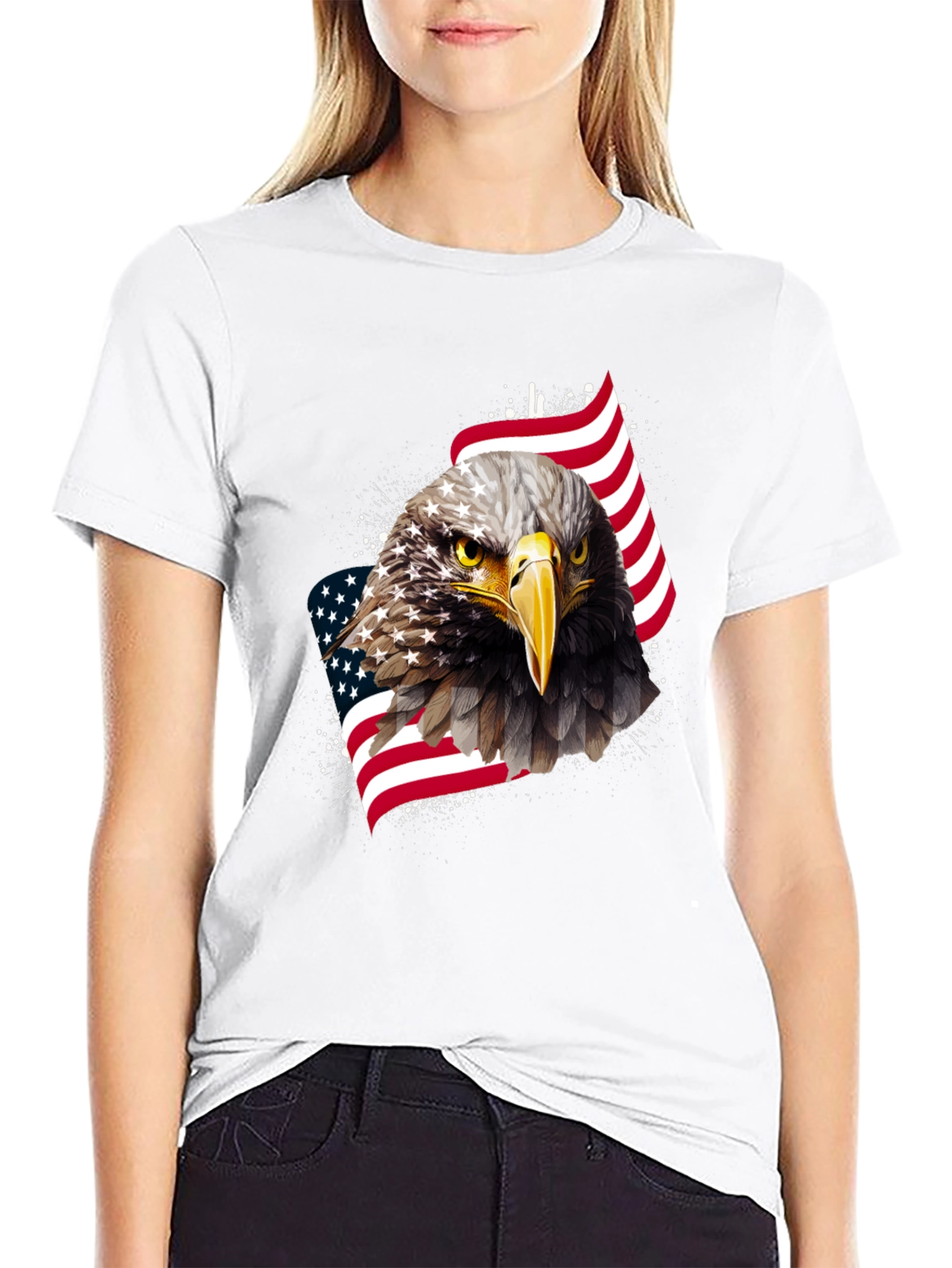 Black American Eagle Graphic Tee - Patriotic Style view 9