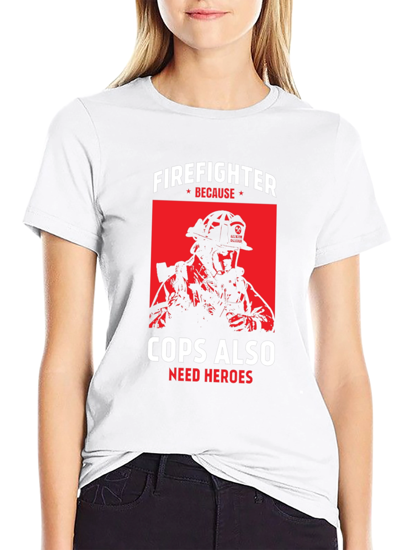 Black Firefighter Because Cops Also Need Heroes T-Shirt view 9