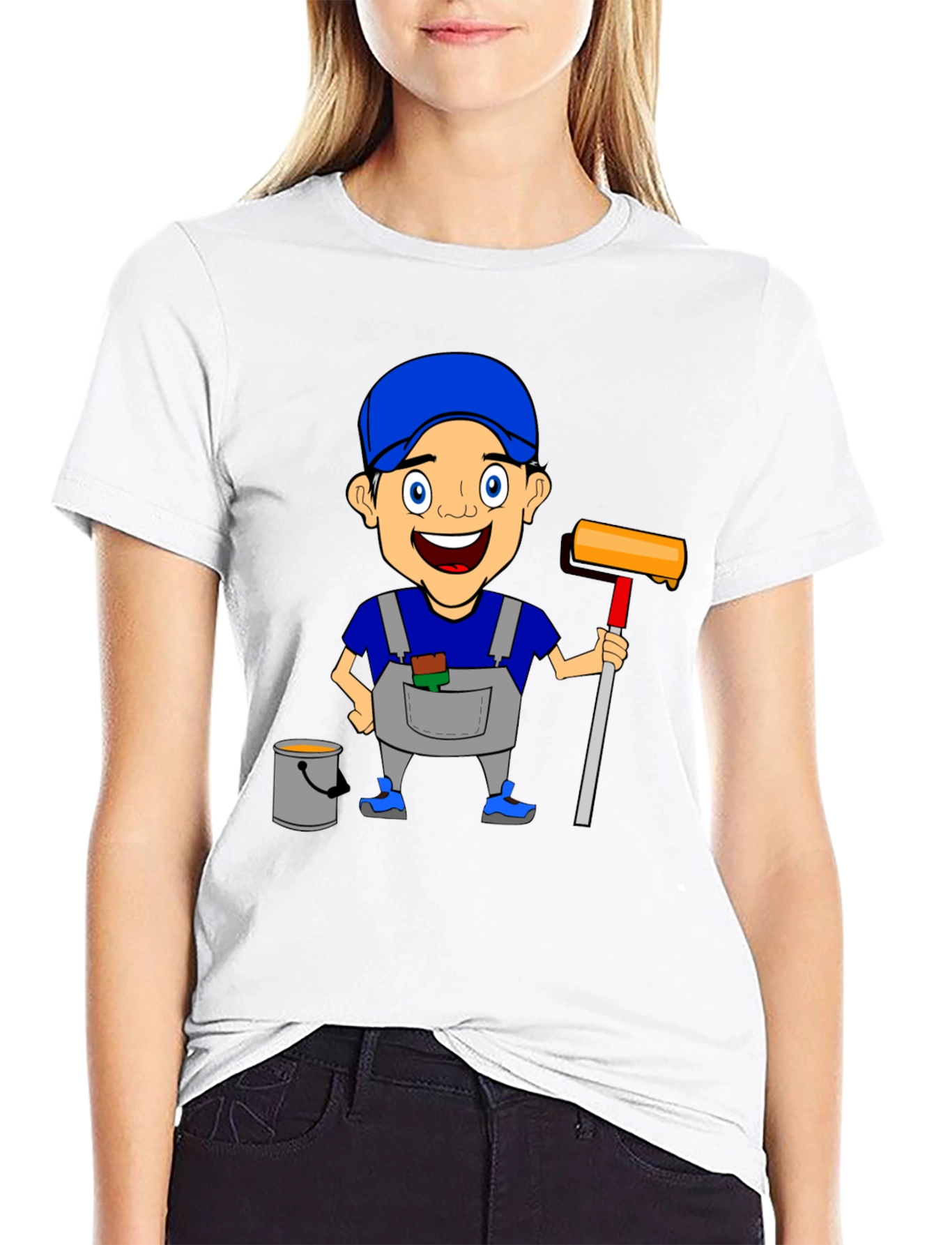 Black Painter Cartoon Graphic T-Shirt view 9