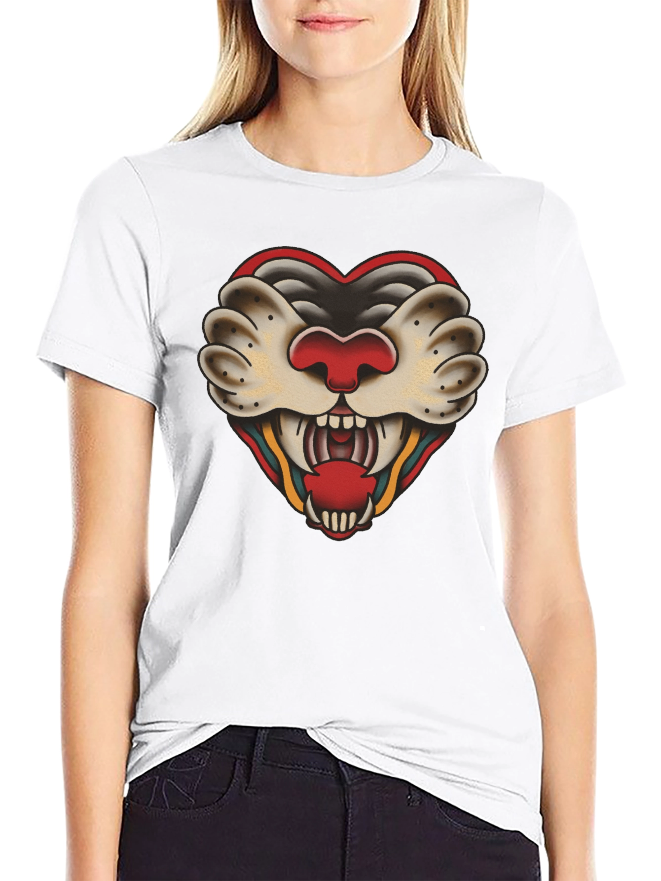 Black Heart Tattoo Graphic Tee - Bold Black Cotton view 9
