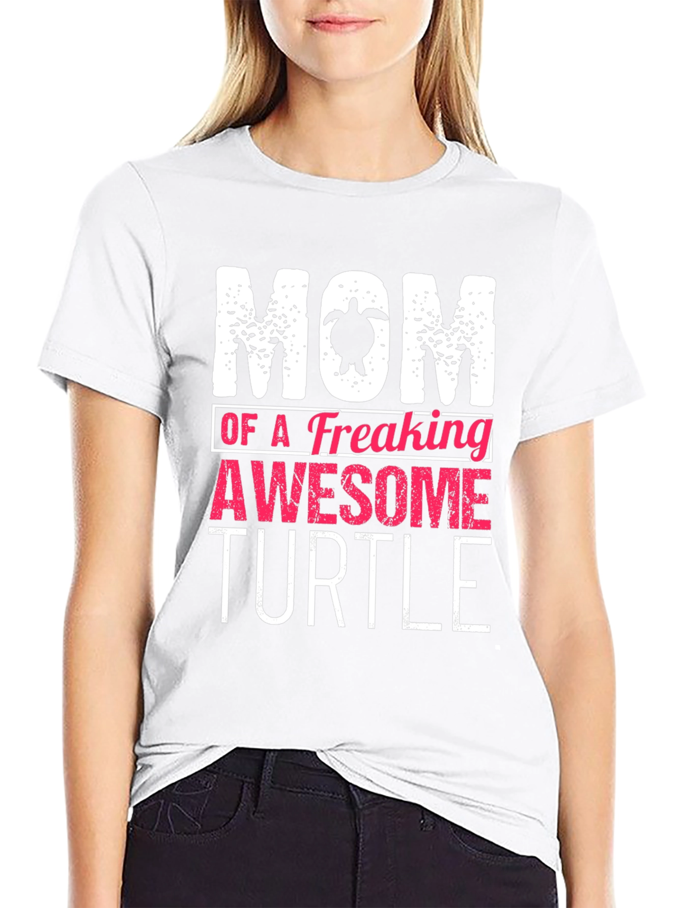 Black Mom of an Awesome Turtle Graphic T-Shirt view 9
