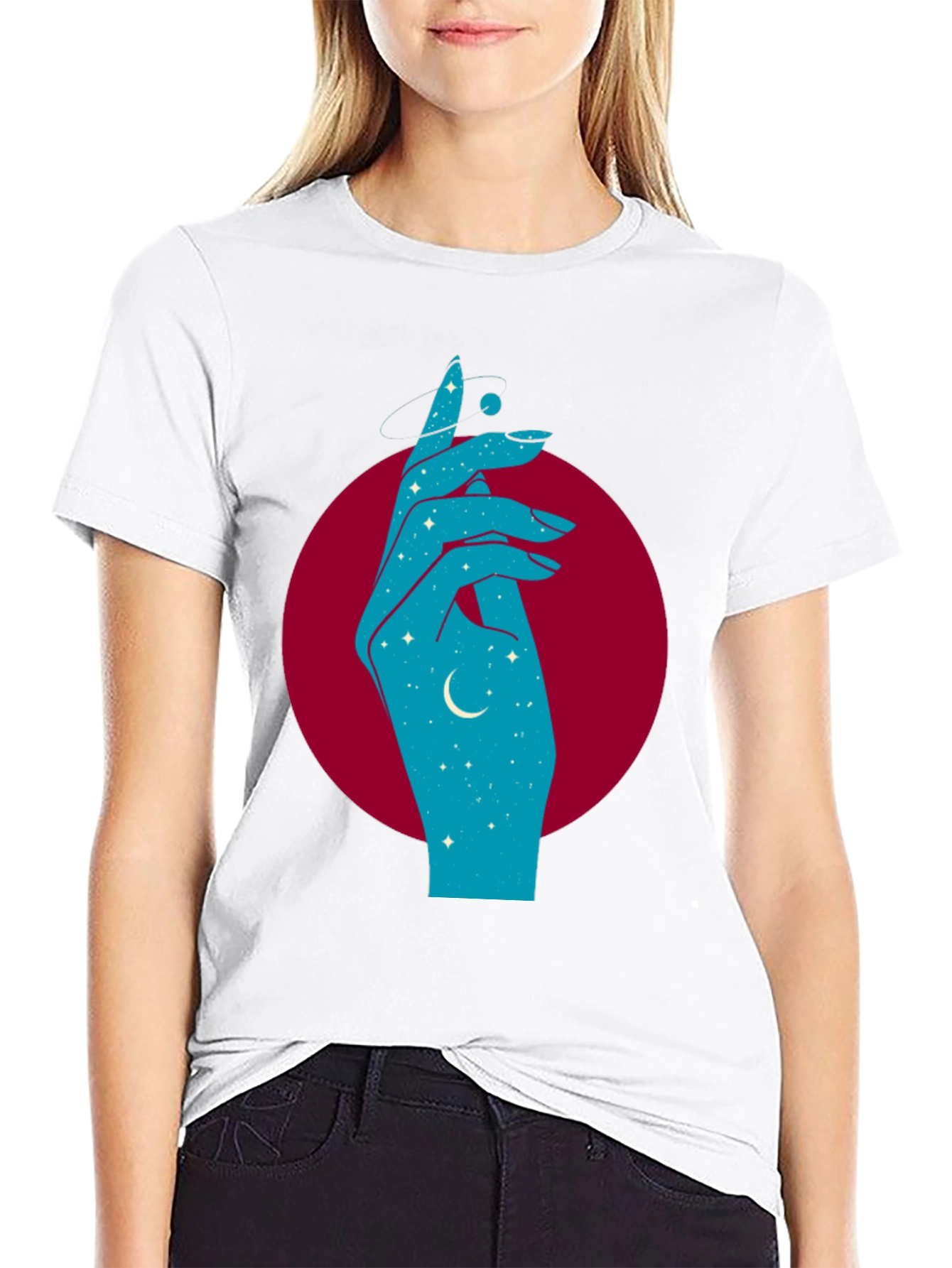 Black Celestial Hand Graphic Tee - Black view 9