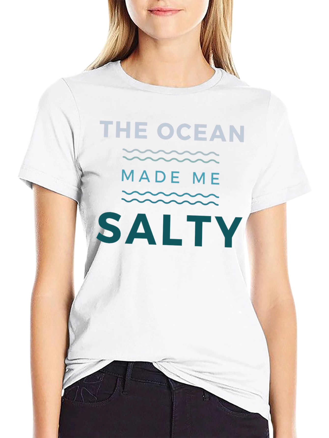 Black The Ocean Made Me Salty Tee - Black Cotton Shirt view 9