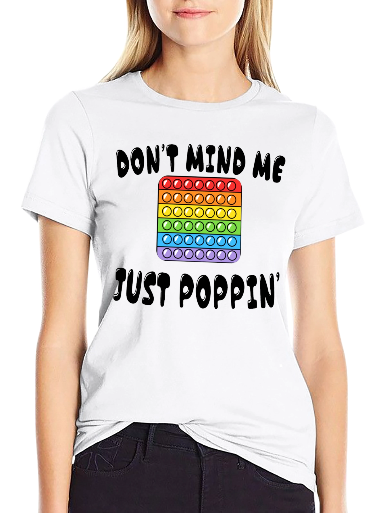 Black Don't Mind Me Just Poppin' T-Shirt - Fun Pop Toy Design view 9