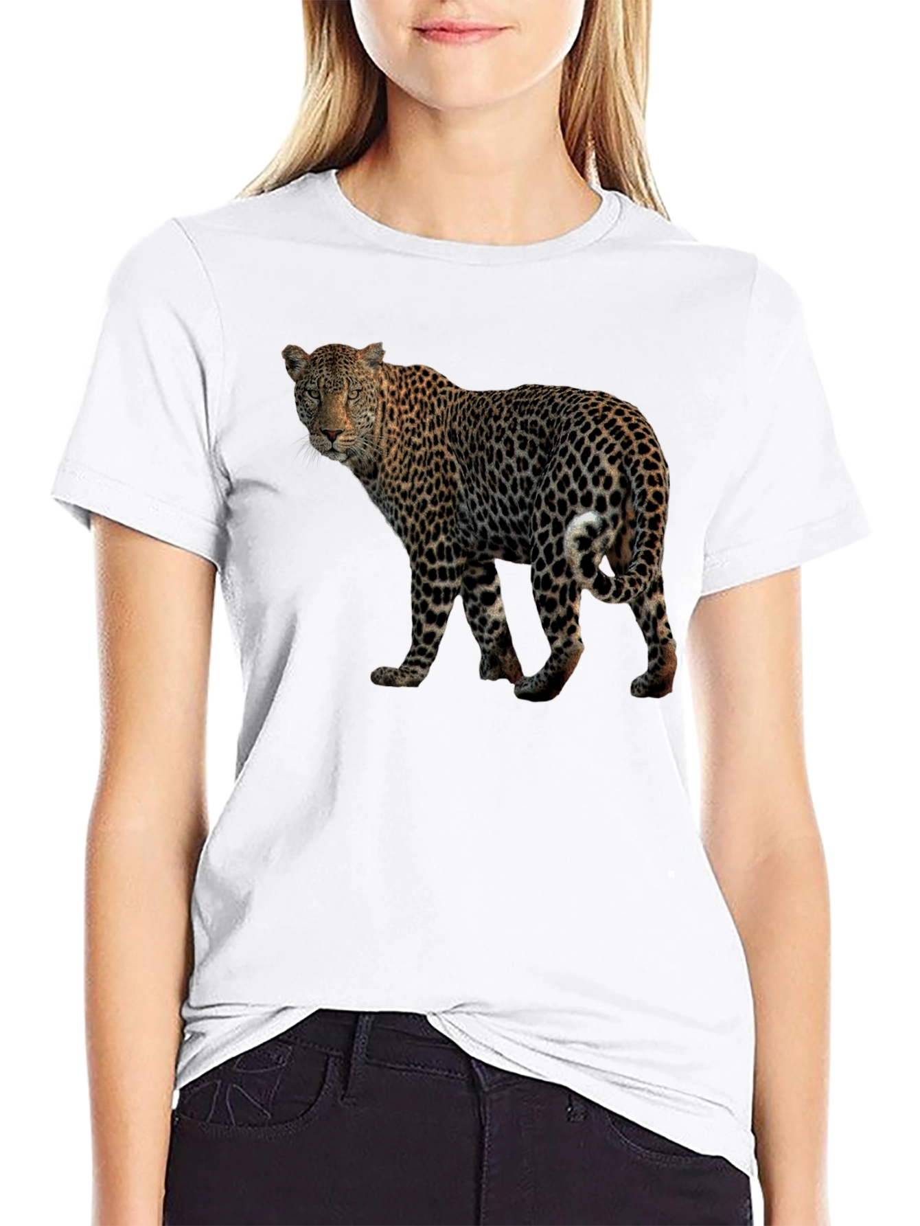 Black Leopard Print Black T-Shirt view 9